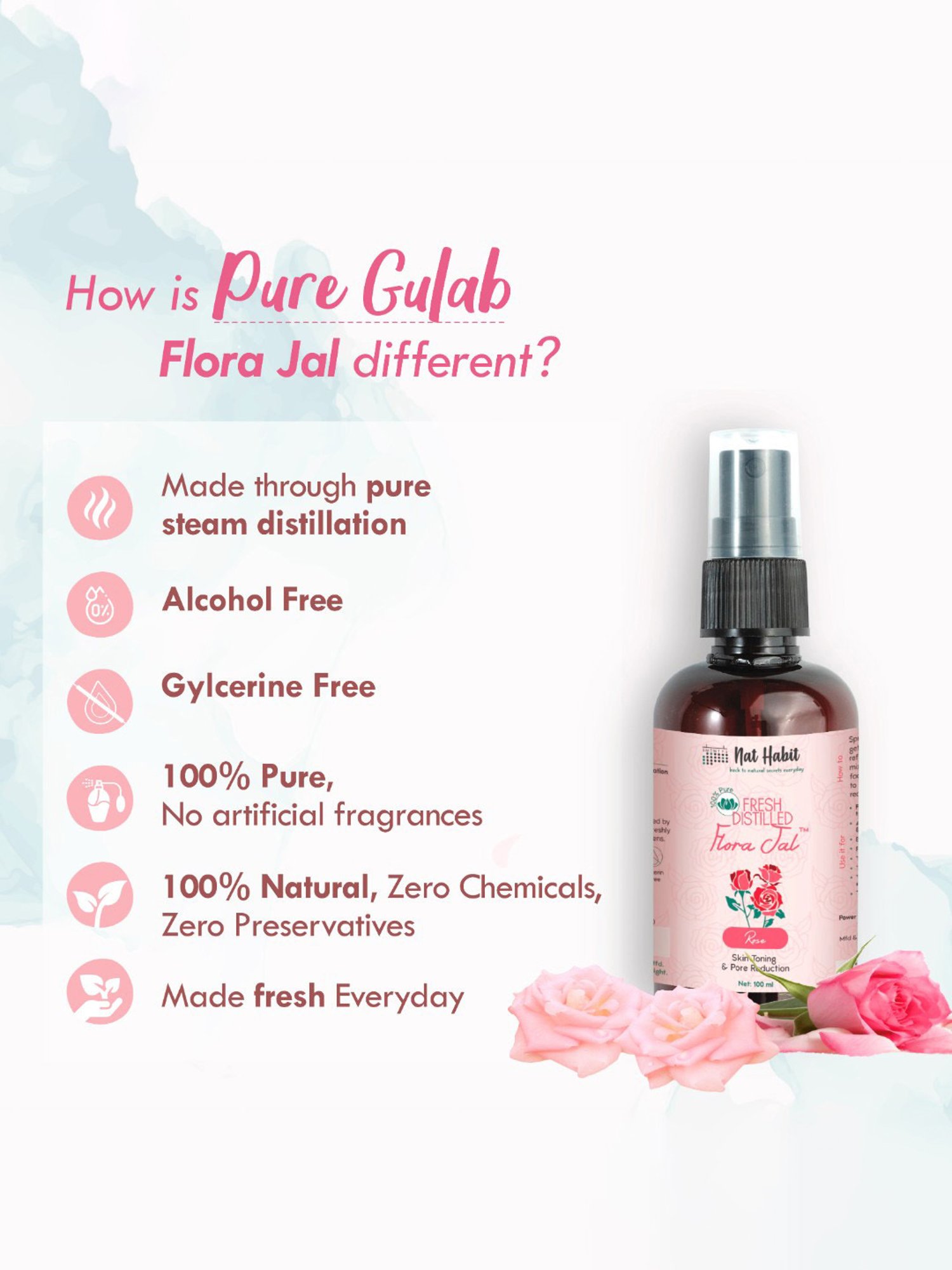 Nat Habit Rose Fresh Distilled Floral Jal - Pack of 2