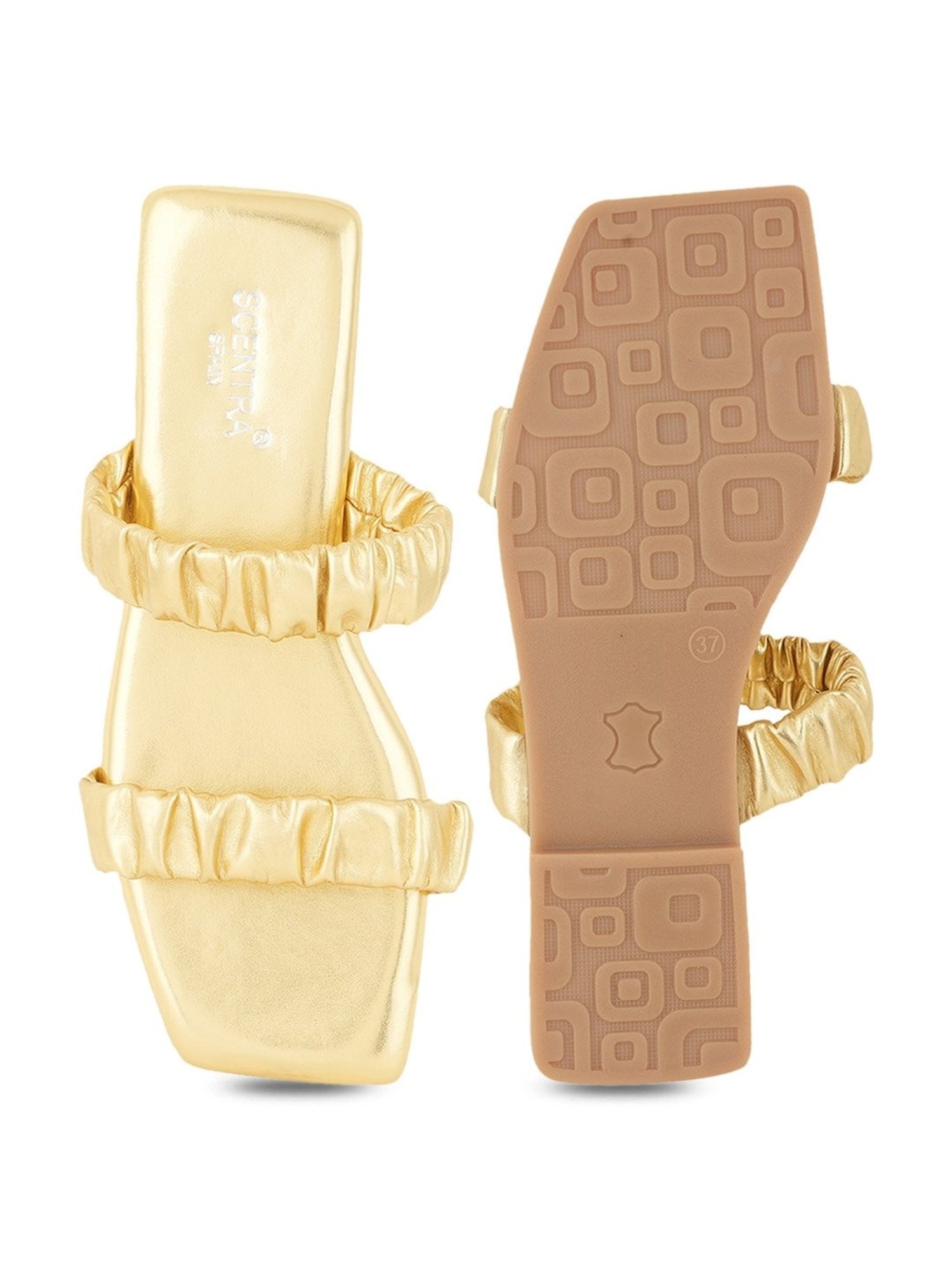 Scentra Women's Golden Casual Sandals
