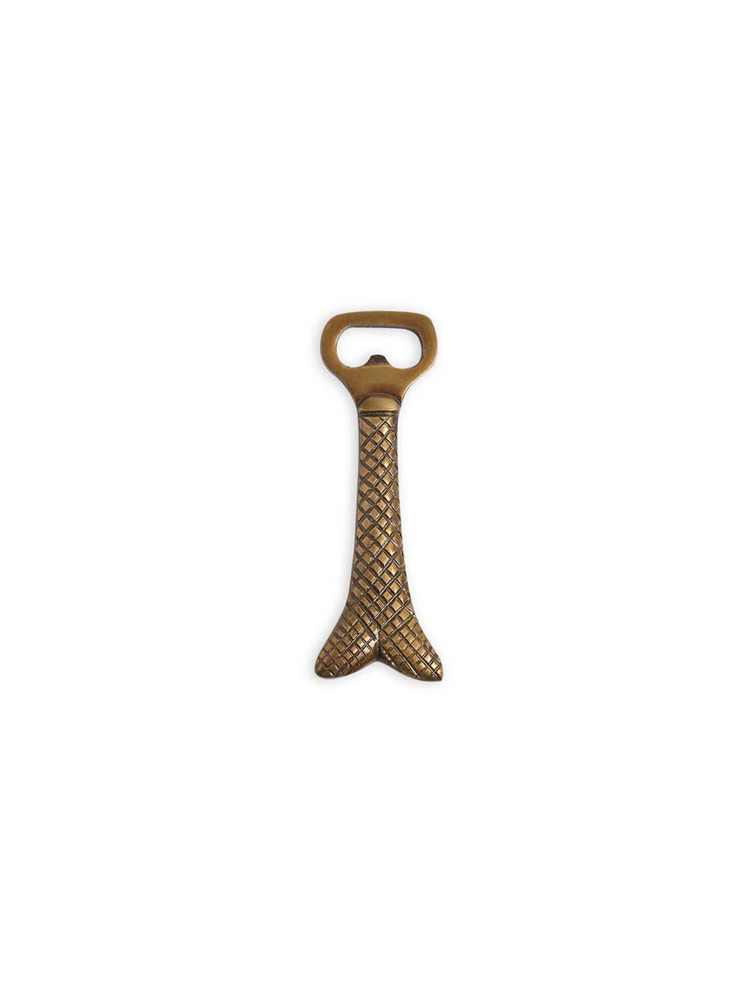 ExclusiveLane Metallic Golden With Antique Black Finish Brass Mermaid Tail Bottle Opener