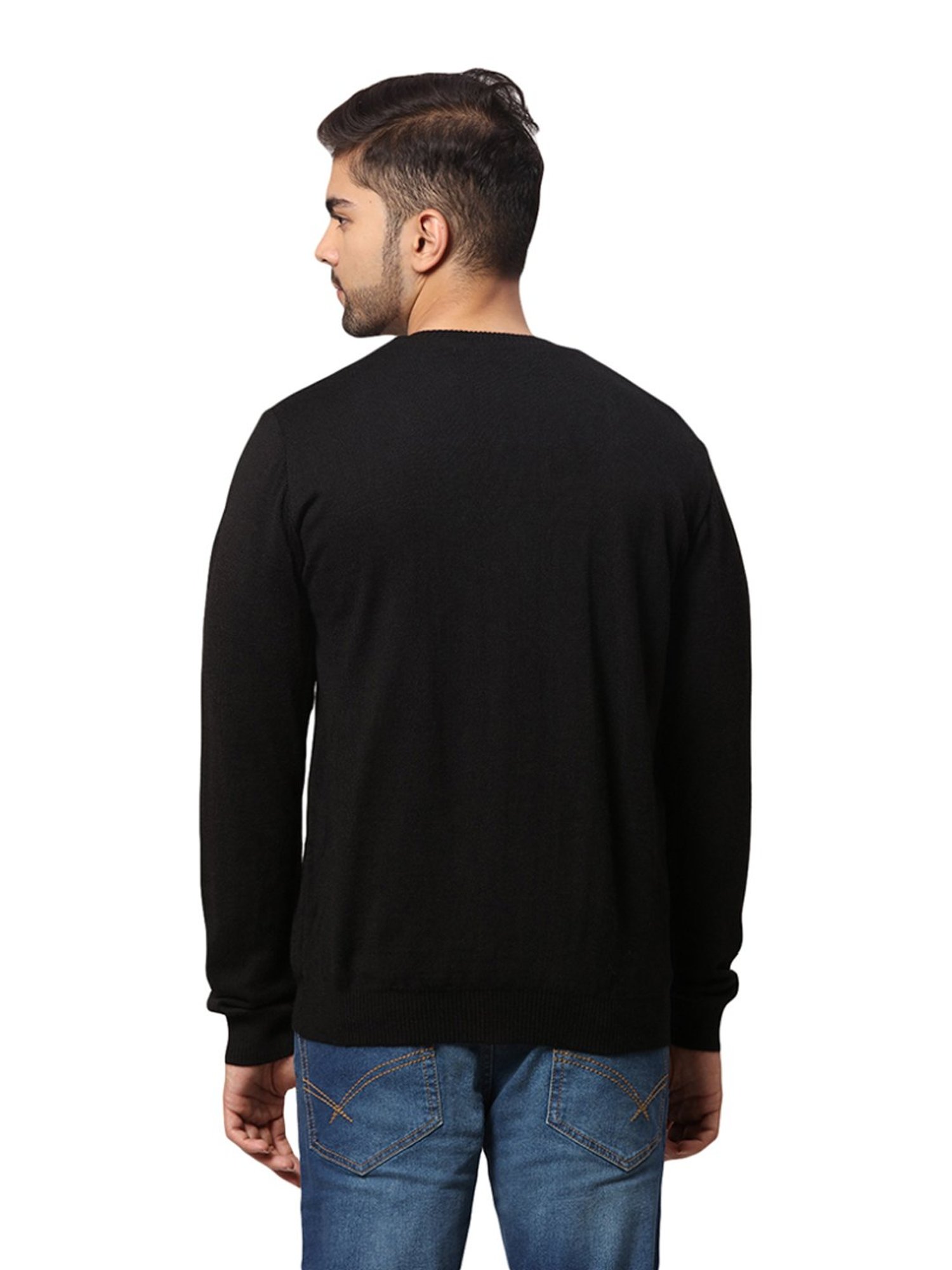 Park Avenue Black Regular Fit Reversible Sweater