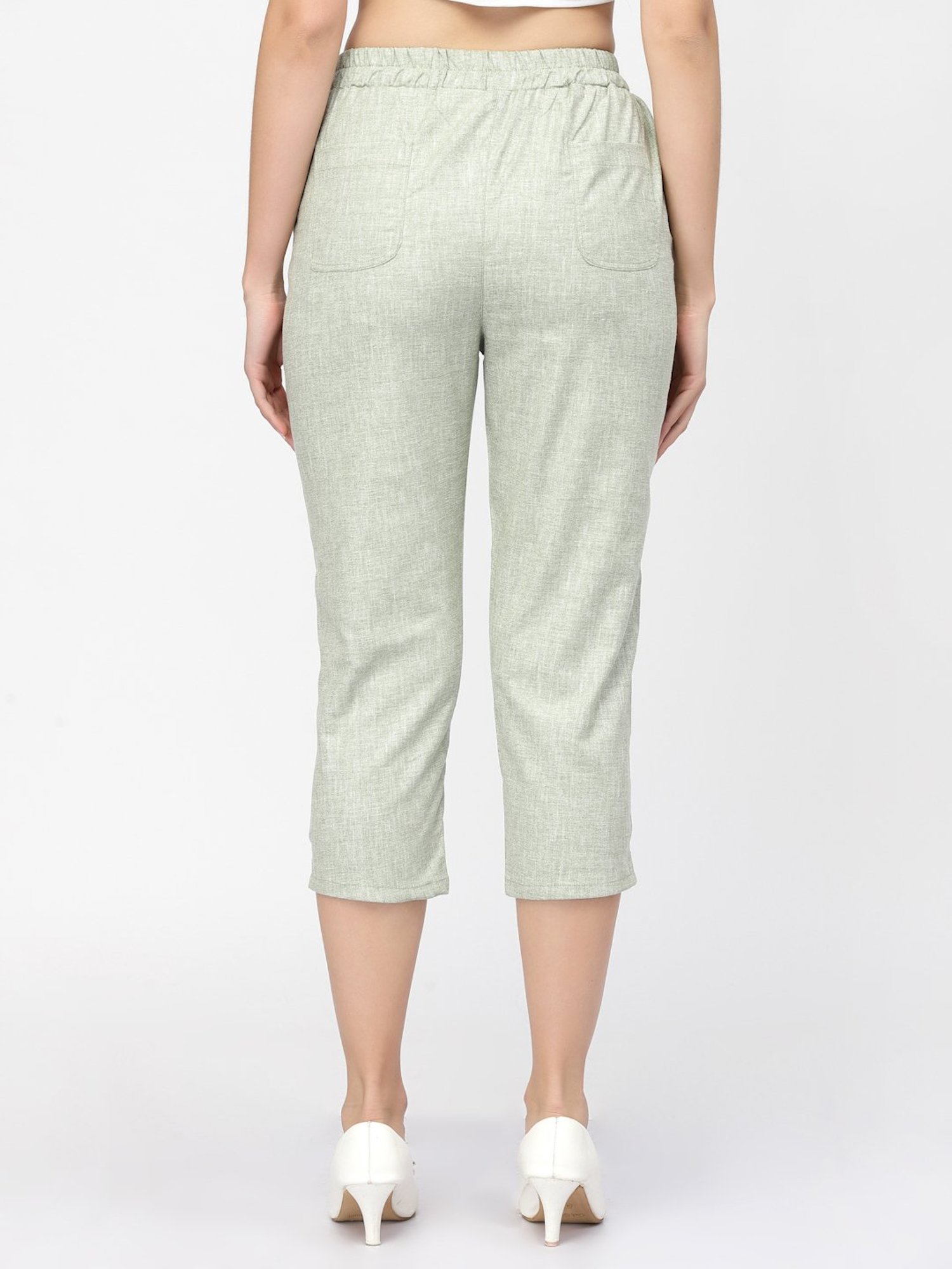 Westwood Olive Relaxed Fit Mid Rise Crop Pants