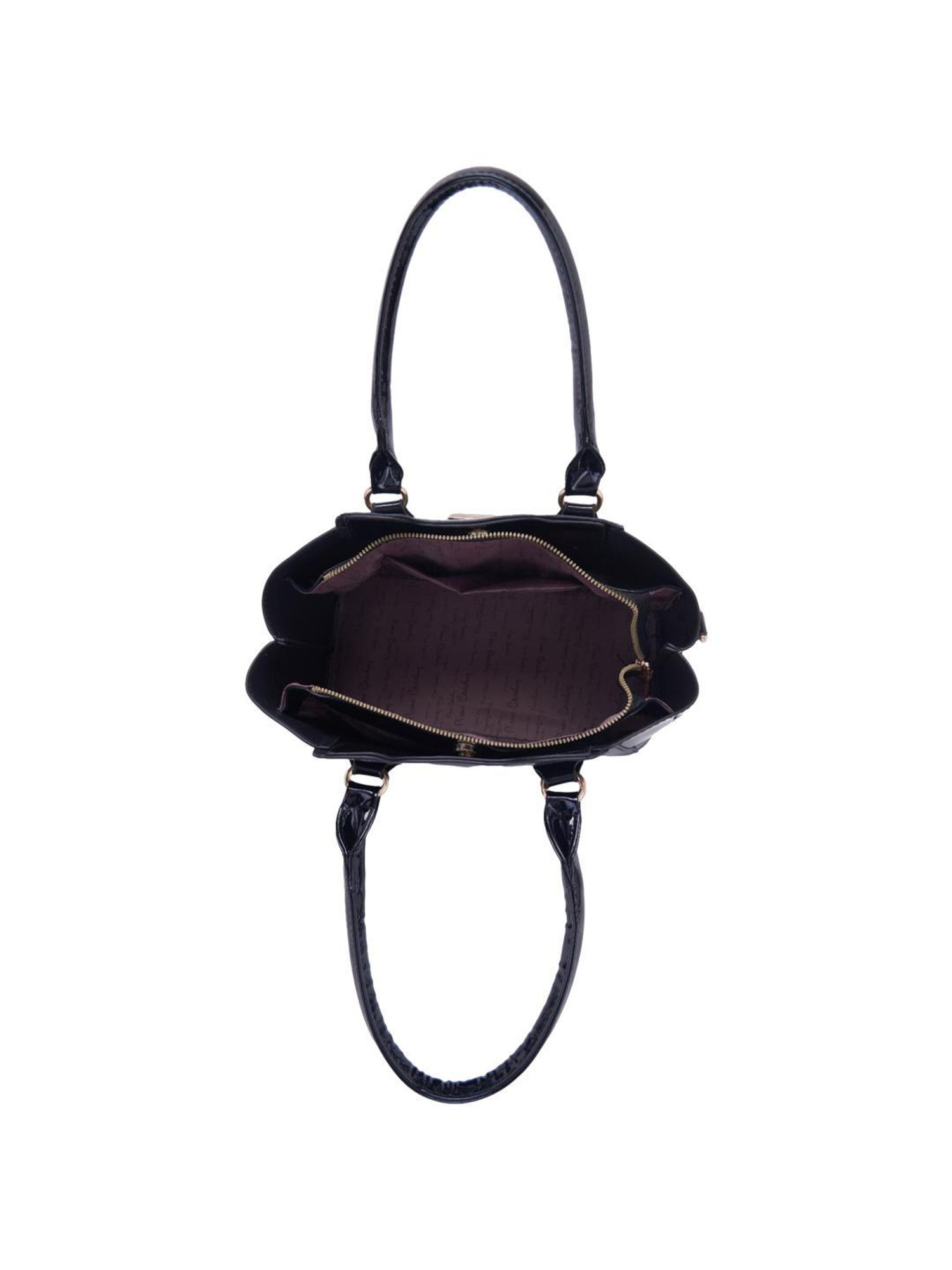 Pierre Cardin Black Textured Satchel Handbag