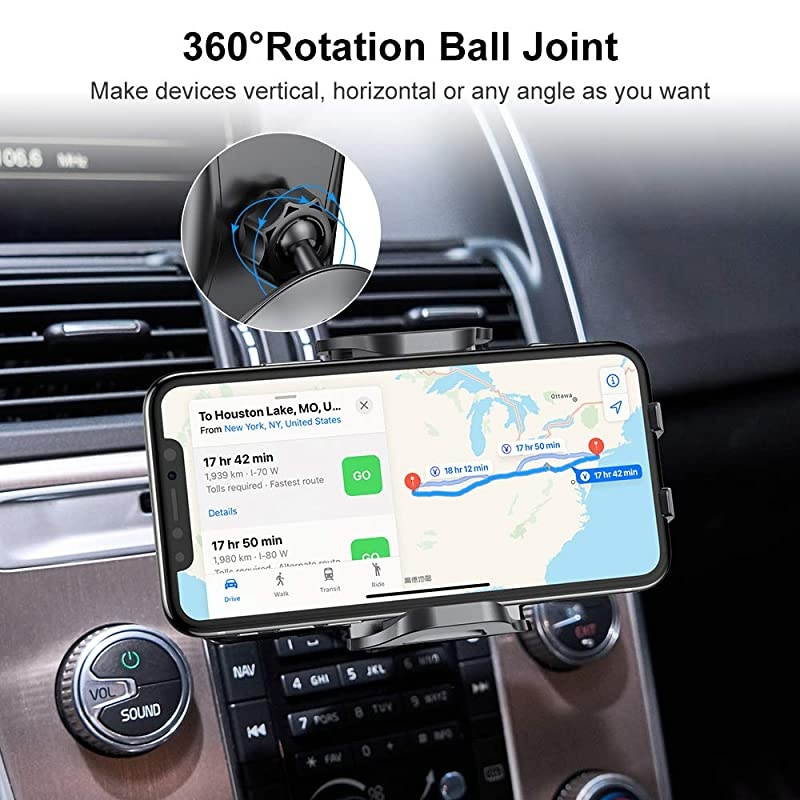 CD Slot Car Phone Mount  Universal 360&deg; Rotation CD Player Car Phone Holder Mount One Button Installation Release Compatible with Smartphone Samsung Galaxy Note 10 9 S10 S9 Plus iPhone 11 X XR