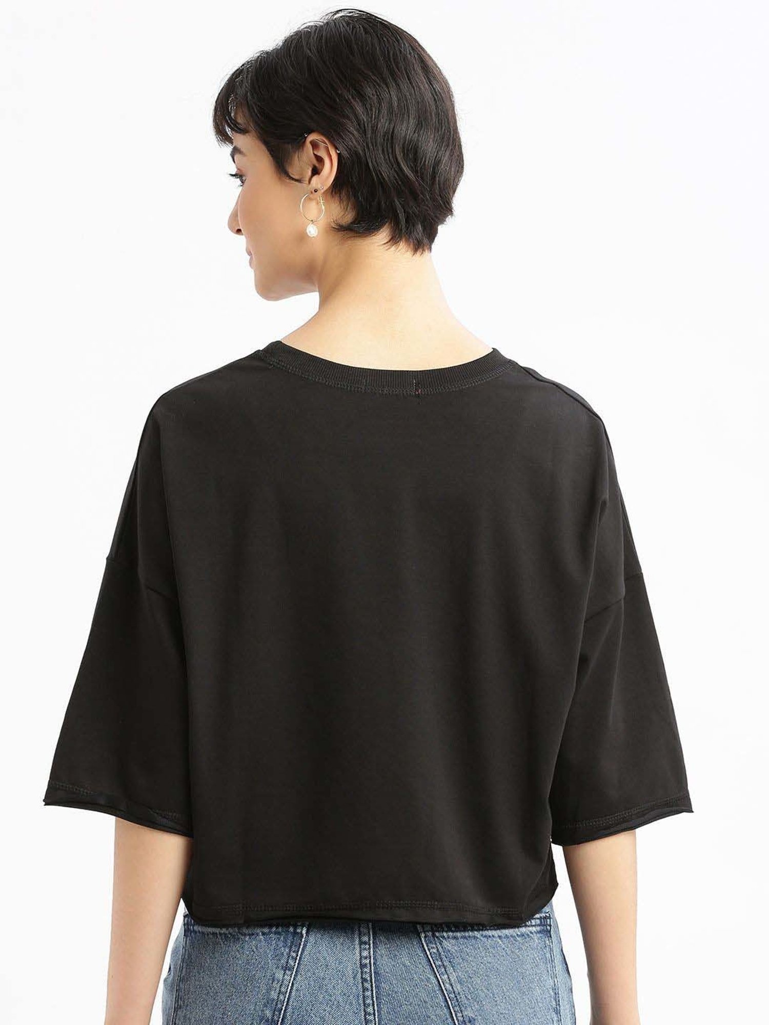 SHOWOFF Black Cotton Printed T-Shirt