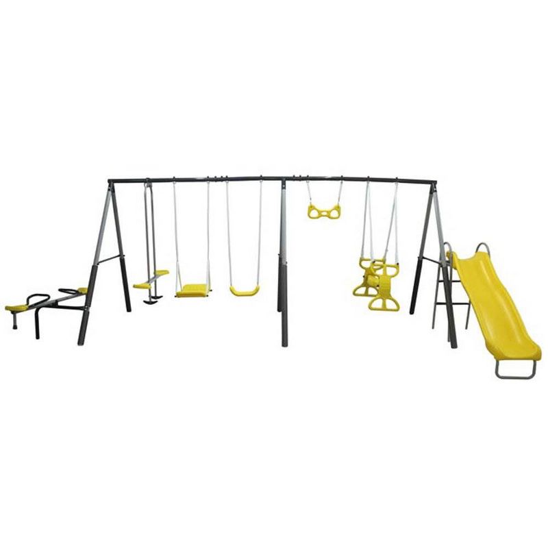 XDP Recreation Rising Sun Kids Metal Outdoor Playground Swing Set + Anchor Kit