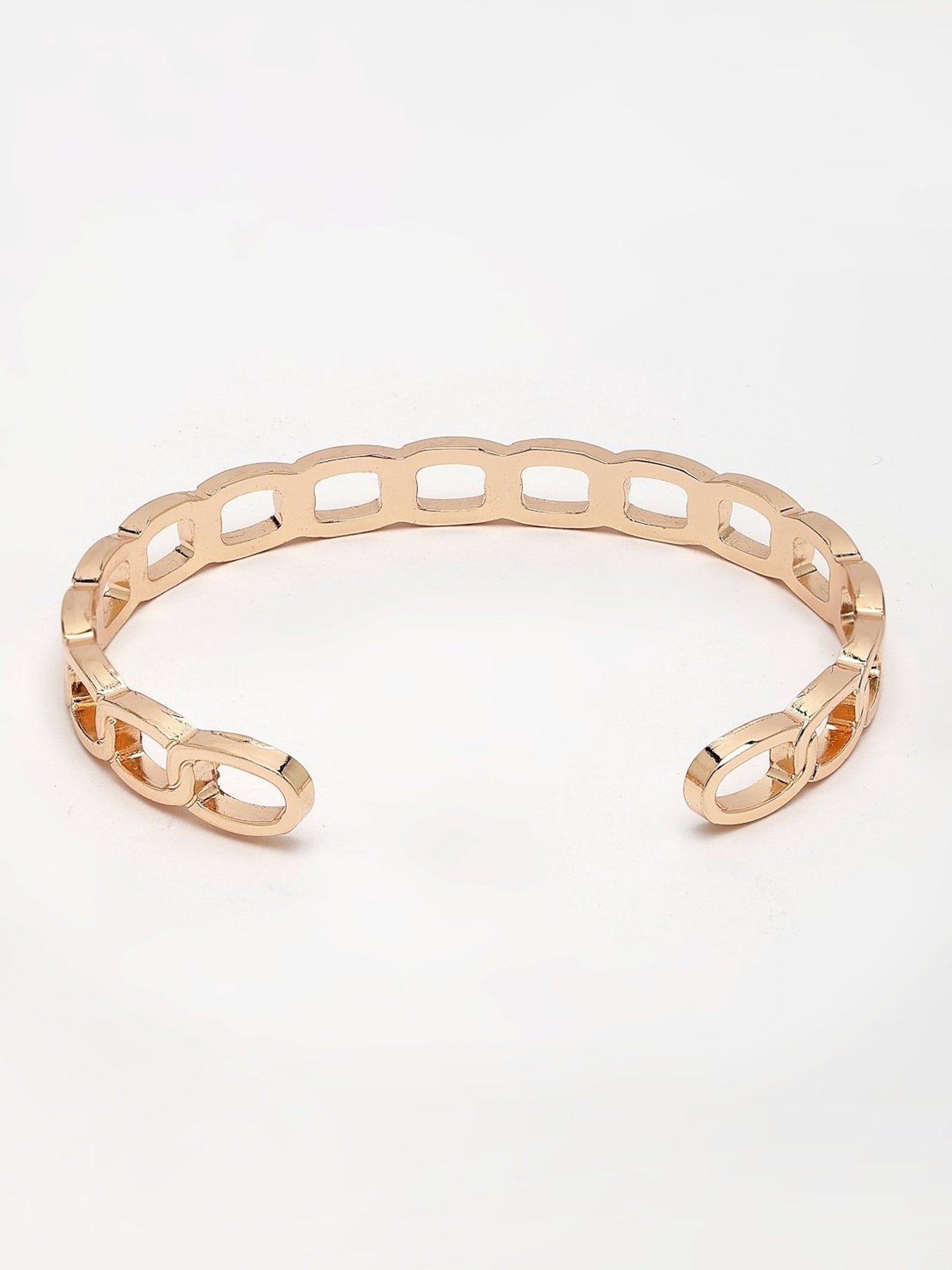 NVR Men Rose Gold Metal Cuff Bracelet