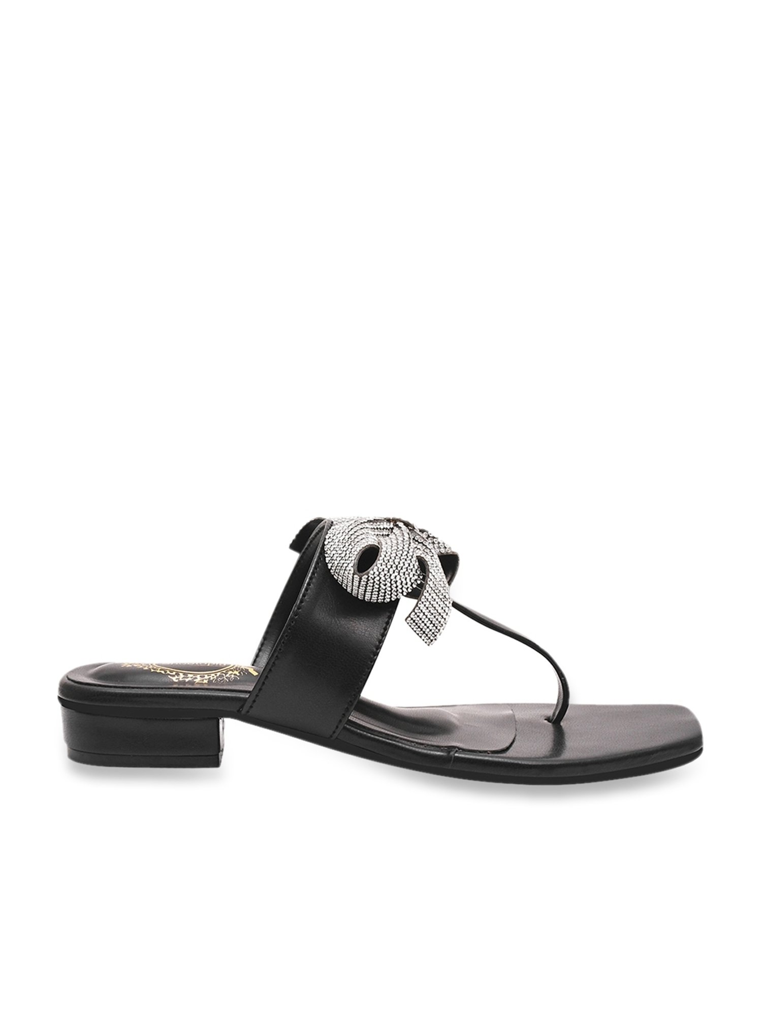 Shoetopia Women's Black T-Strap Sandals