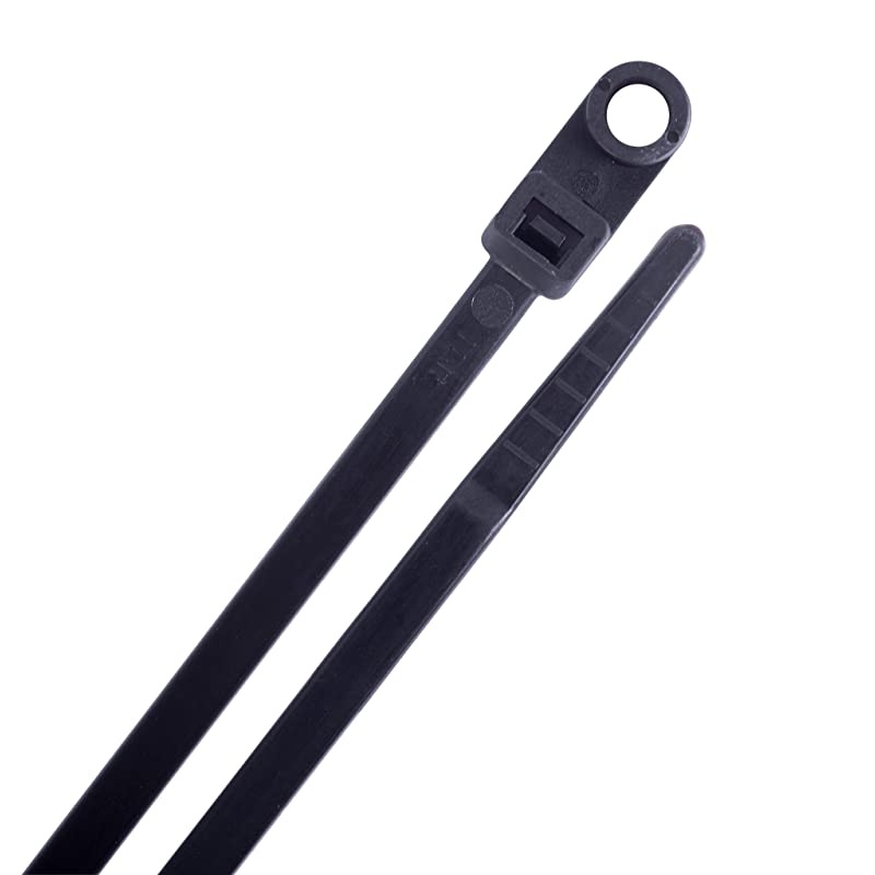 CTSM850100UVB Screw Mount Cable Ties 8 Inch 50 Lbs Tensile Strength Wire amp Cord Management Industrial Household Use Nylon Zip Tie 100 Pk UV Black