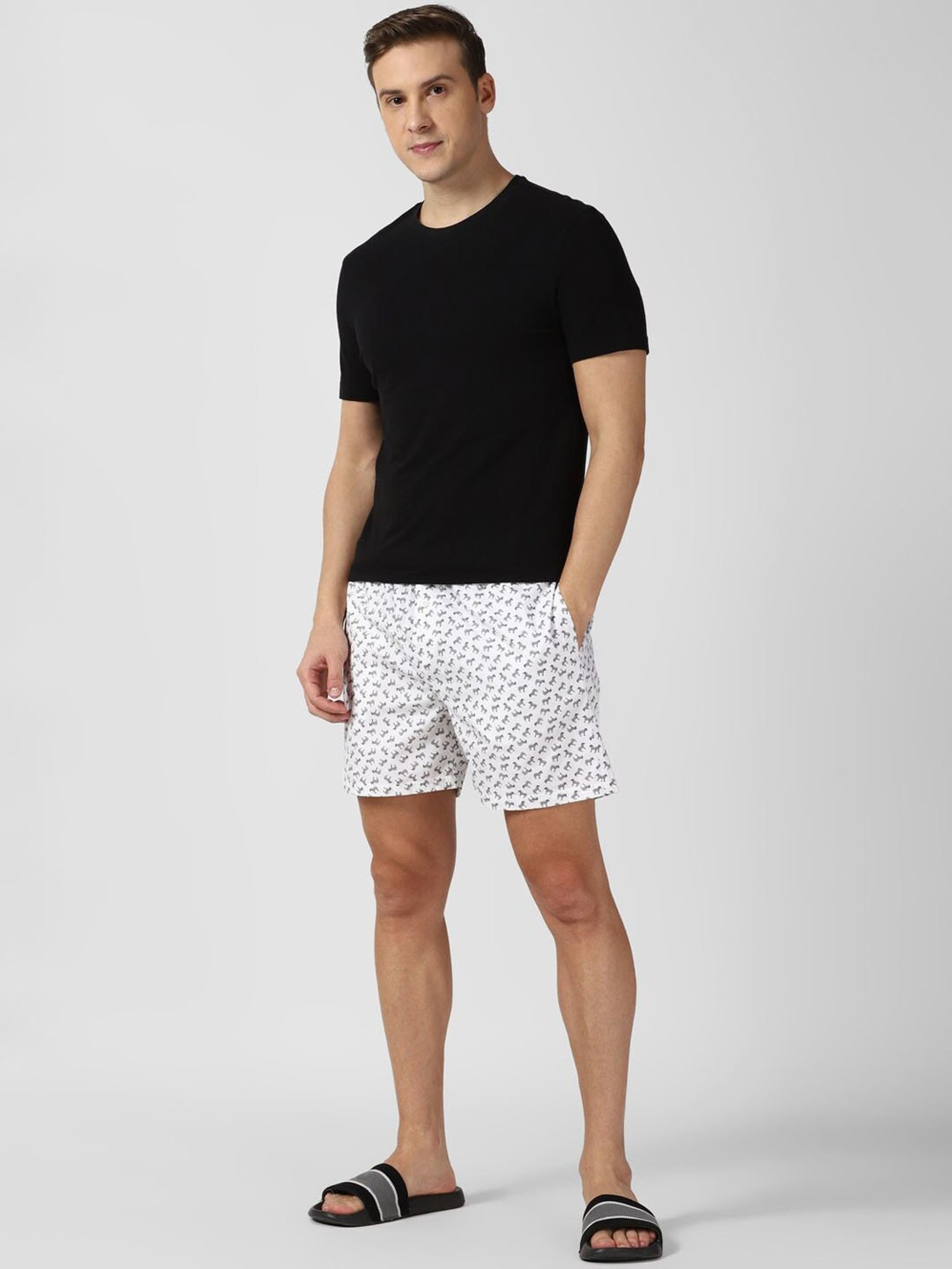 Peter England White Cotton Regular Fit Printed Boxers
