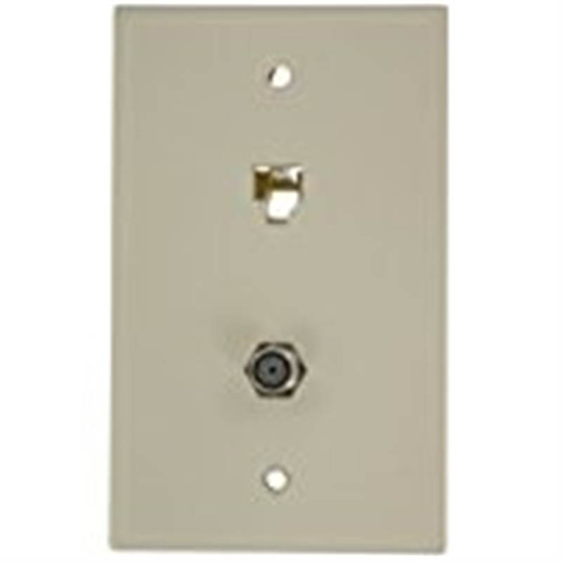 4 Pair With F Connector Standard Plate Almond