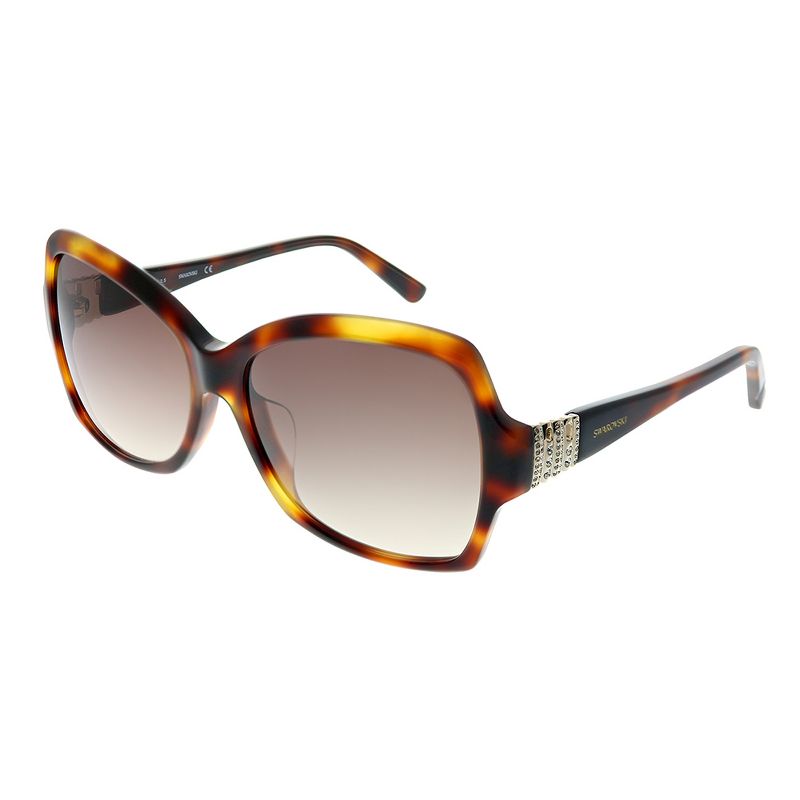 Swarovski SK0113 52F Womens Square Sunglasses Havana 58mm