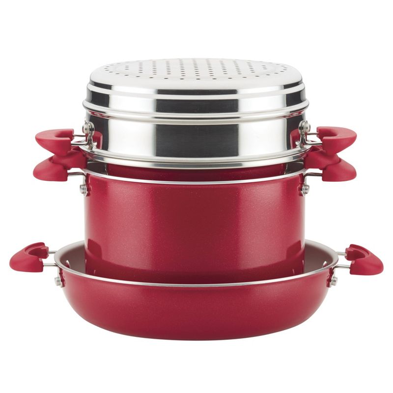 Rachael Ray Create Delicious 8pc Aluminum Nonstick Cookware Stacking Set Red