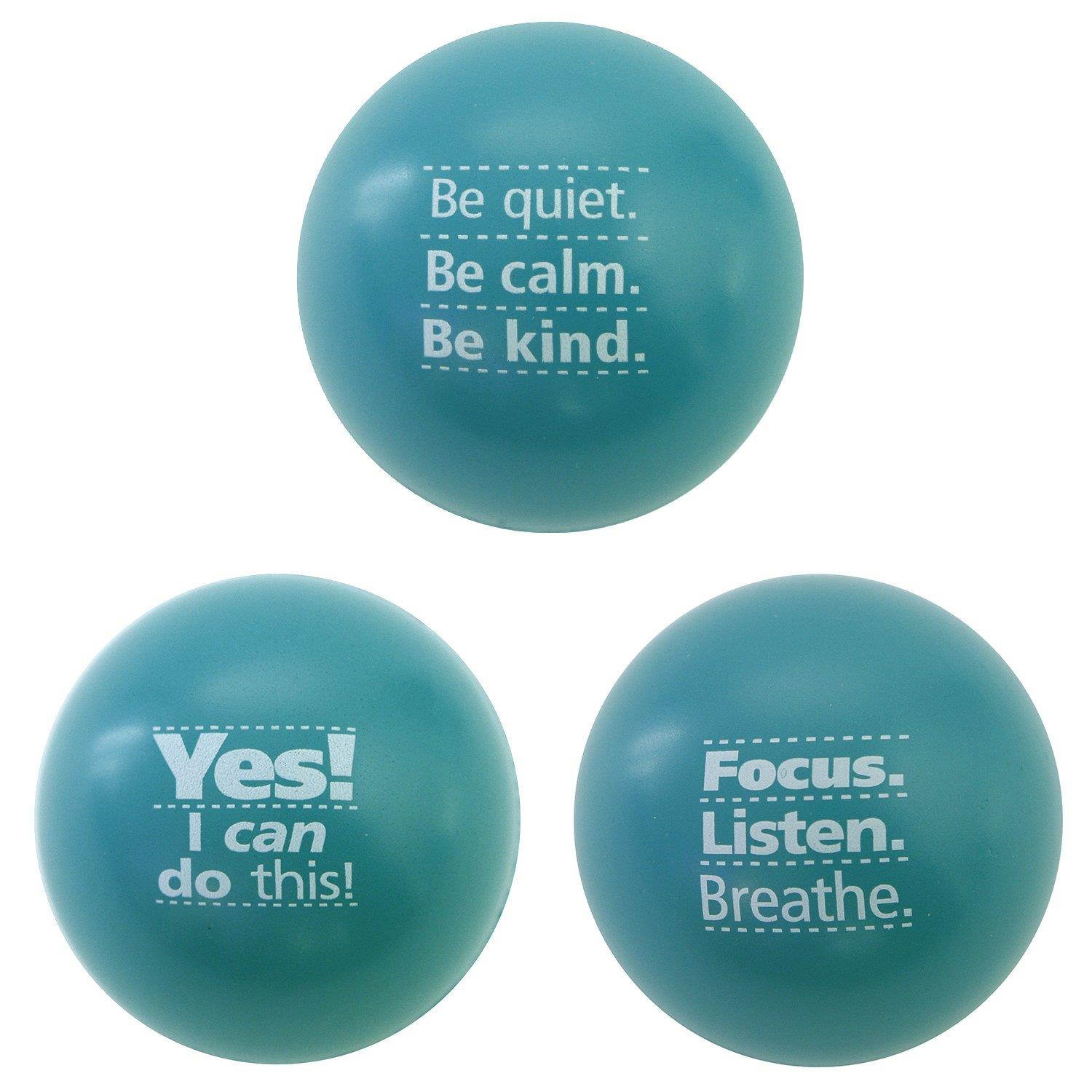 Teacher Peach Motivational Stress Ball Assortment, 3 Pack, Stress Relief Toys for Kids and Adults (6 Colors Available)