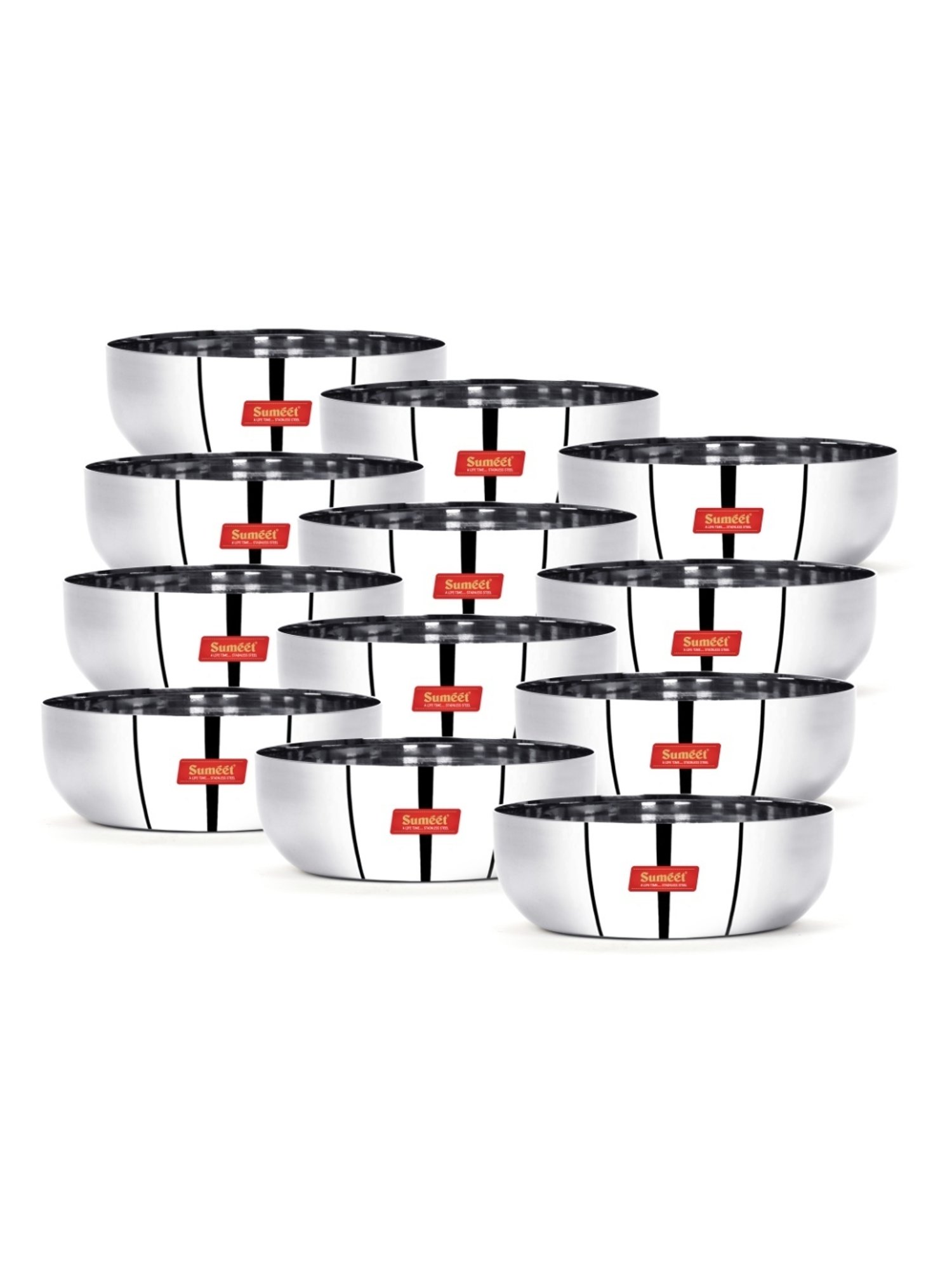 Sumeet S.S.  Apple Shape Heavy Gauge Mini Dessert Plates with Mirror Finish -10Cm Dia- Set of 12 Pcs