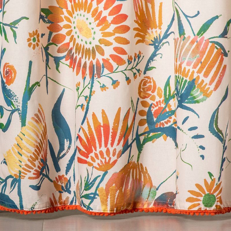 Placed Floral Print With Pom Trim Shower Curtain - Opalhouse™