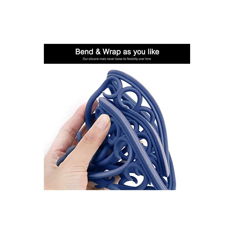 Slip Silicone Carved Trivet Mats Set For Dishes- Heat Resistant Coasters-Modern Kitchen Hot Pads For Pots & Pans | (Round, Set of 3, Navy Blue)