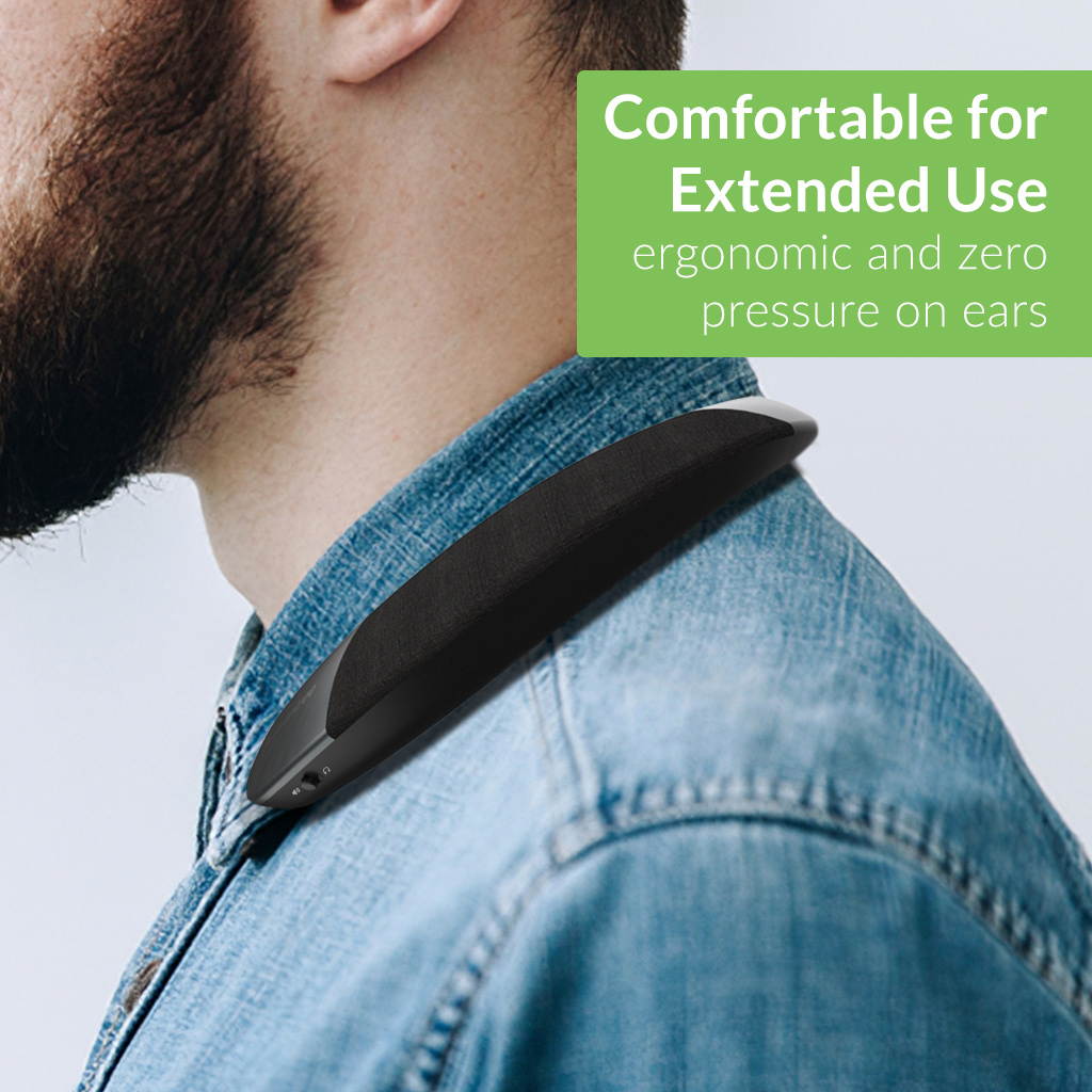 Avantree Wearable Wireless Speaker, Bluetooth 5.0, aptX HD, Low Latency, Personal Neckband Speakers with Retractable Earbuds, Superb Audio Quality, 3D Surround Stereo for Music TV Calls - Torus (NB05)