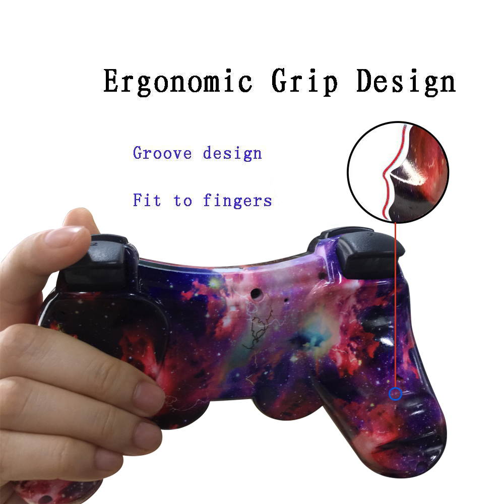 CHENGDAO PS3 Controller Wireless Dual Shock Gamepad for Sony Playstation 3 with Charging Cord (galaxy)