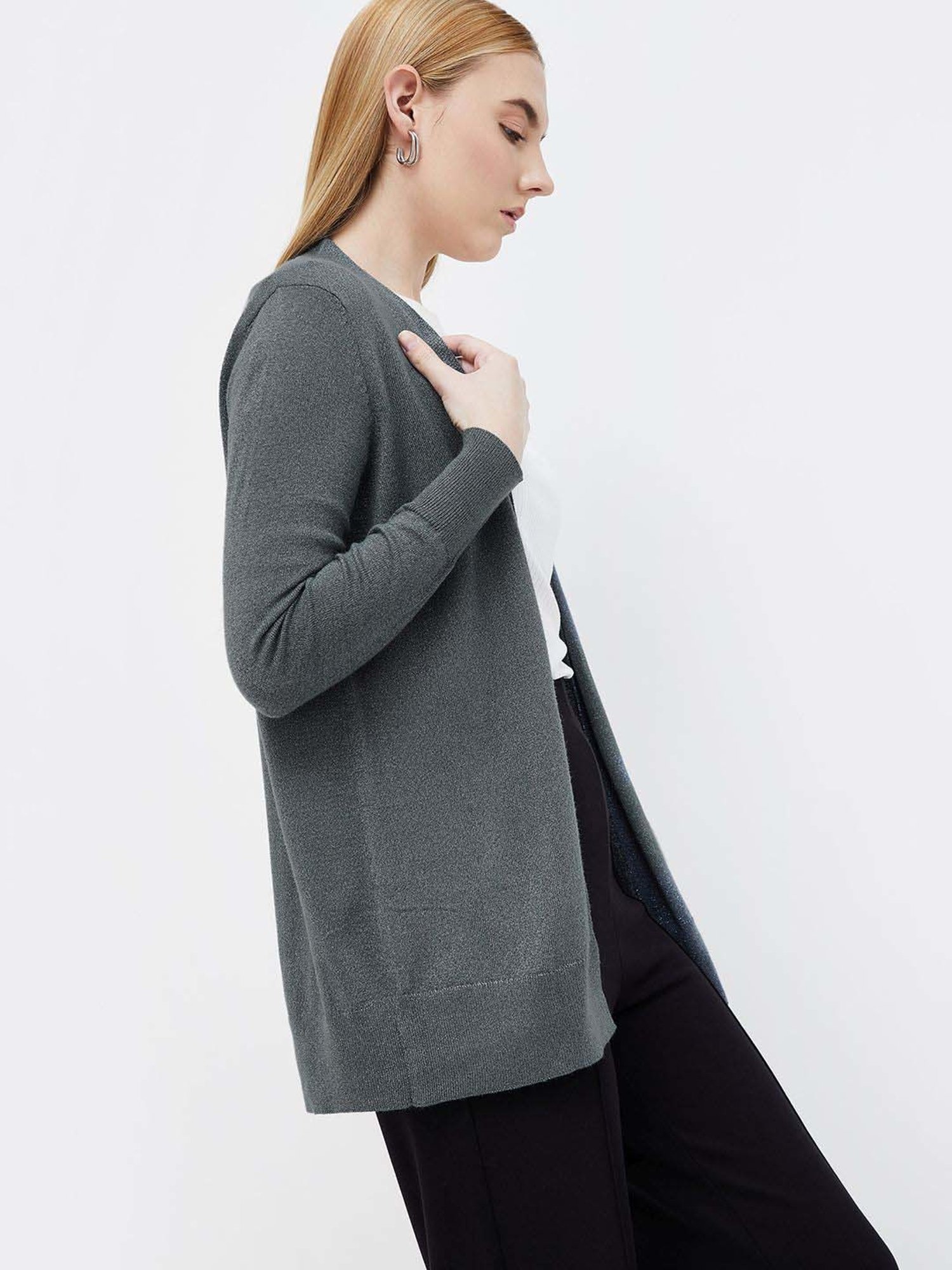 Code by Lifestyle Grey Self Pattern Cardigan