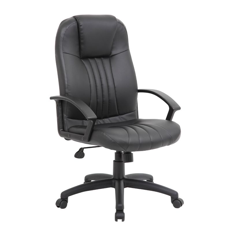 High Back Leather Plus Chair Black - Boss Office Products