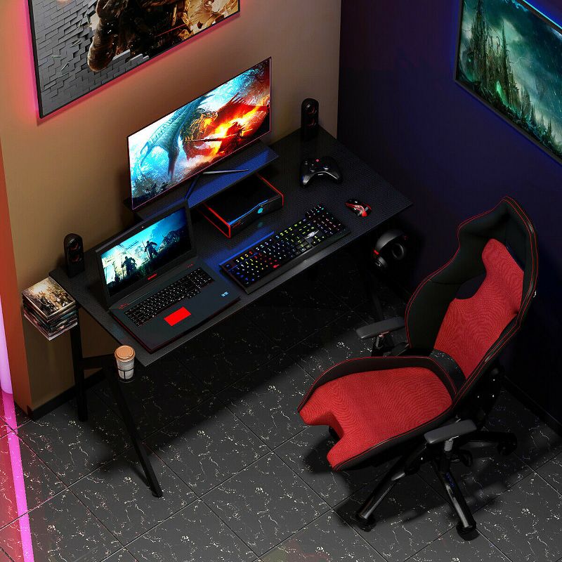 Costway Gaming Desk Computer Desk PC Table Workstation with Cup Holder & Headphone Hook