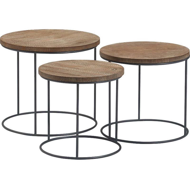 Set of 3 Berkshire Distressed Wood Nesting Side Tables Distressed Wood - Finch