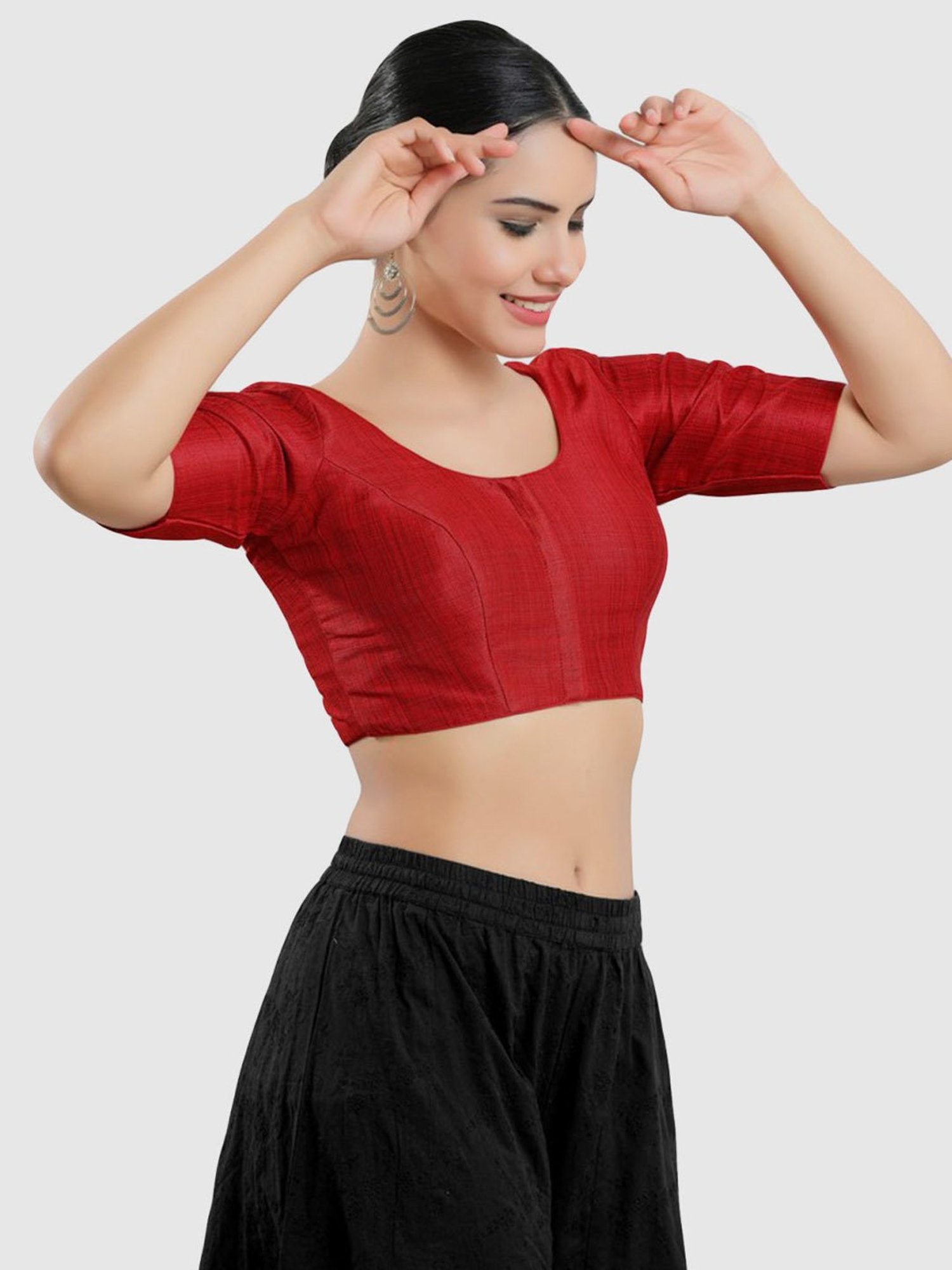 Salwar Studio Red Plain Blouse