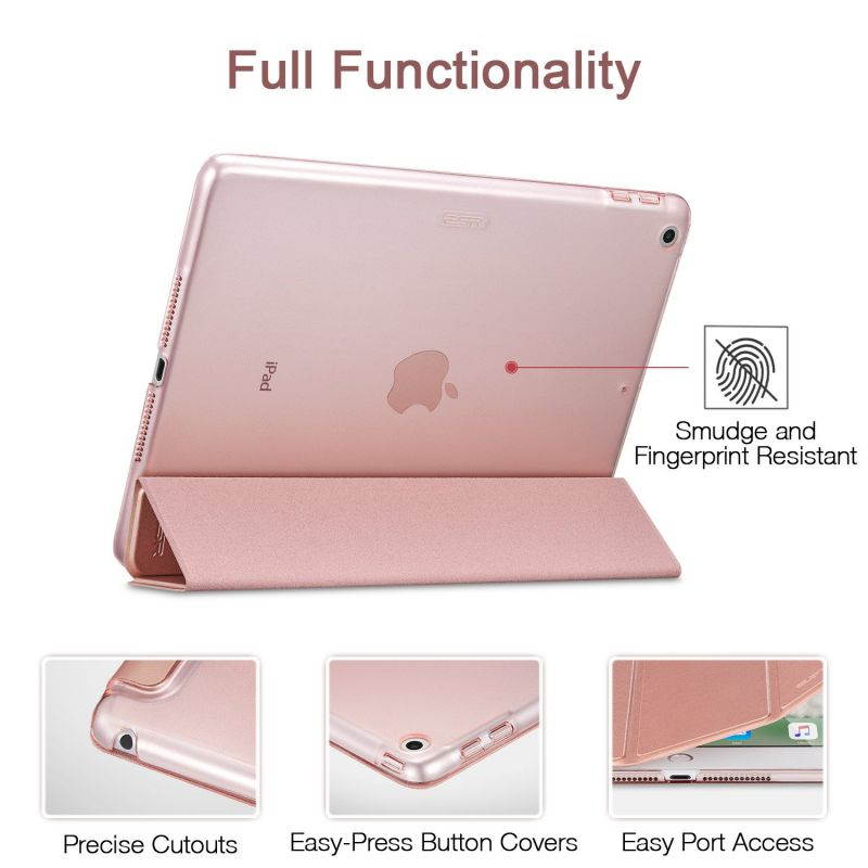 ESR Yippee Trifold Smart Case for iPad 9.7 2018/2017 [A1822, A1823,A1893,A1954](Not for iPad 10.2), Lightweight Smart Cover with Auto Sleep/Wake, Hard Back Cover for iPad 5th/6th Gen, Rose Gold