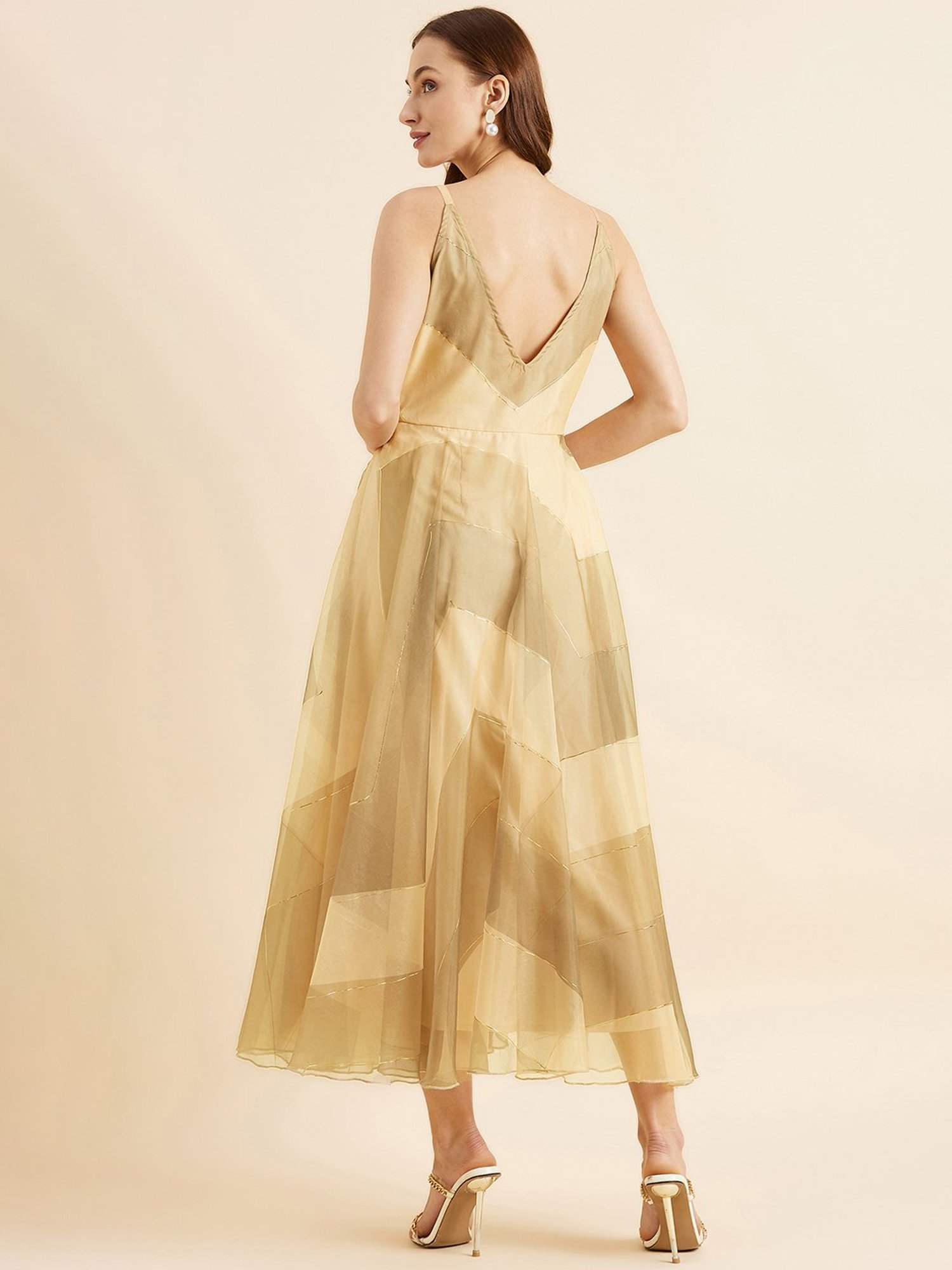 PANIT Gold Printed Ethnic Dress