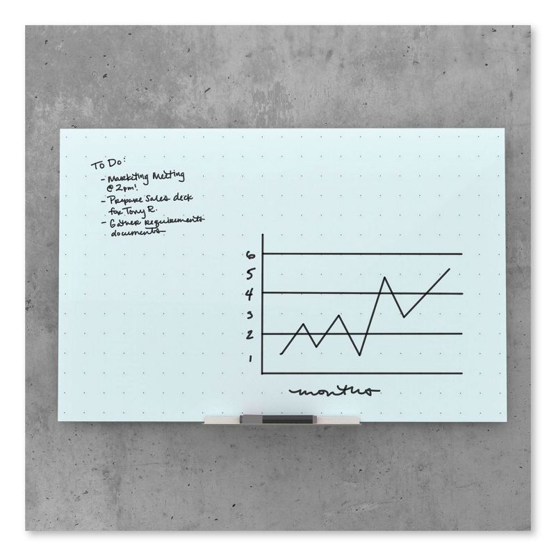 U Brands Floating Glass Ghost Grid Dry Erase Board 47x35 White Frosted Frameless 2799U00-01