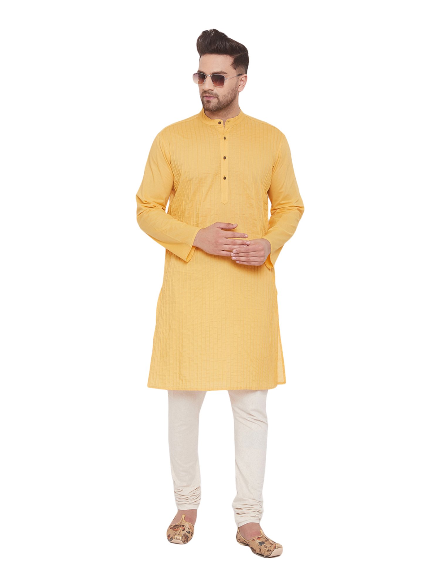 Even Yellow Cotton Regular Fit Kurta