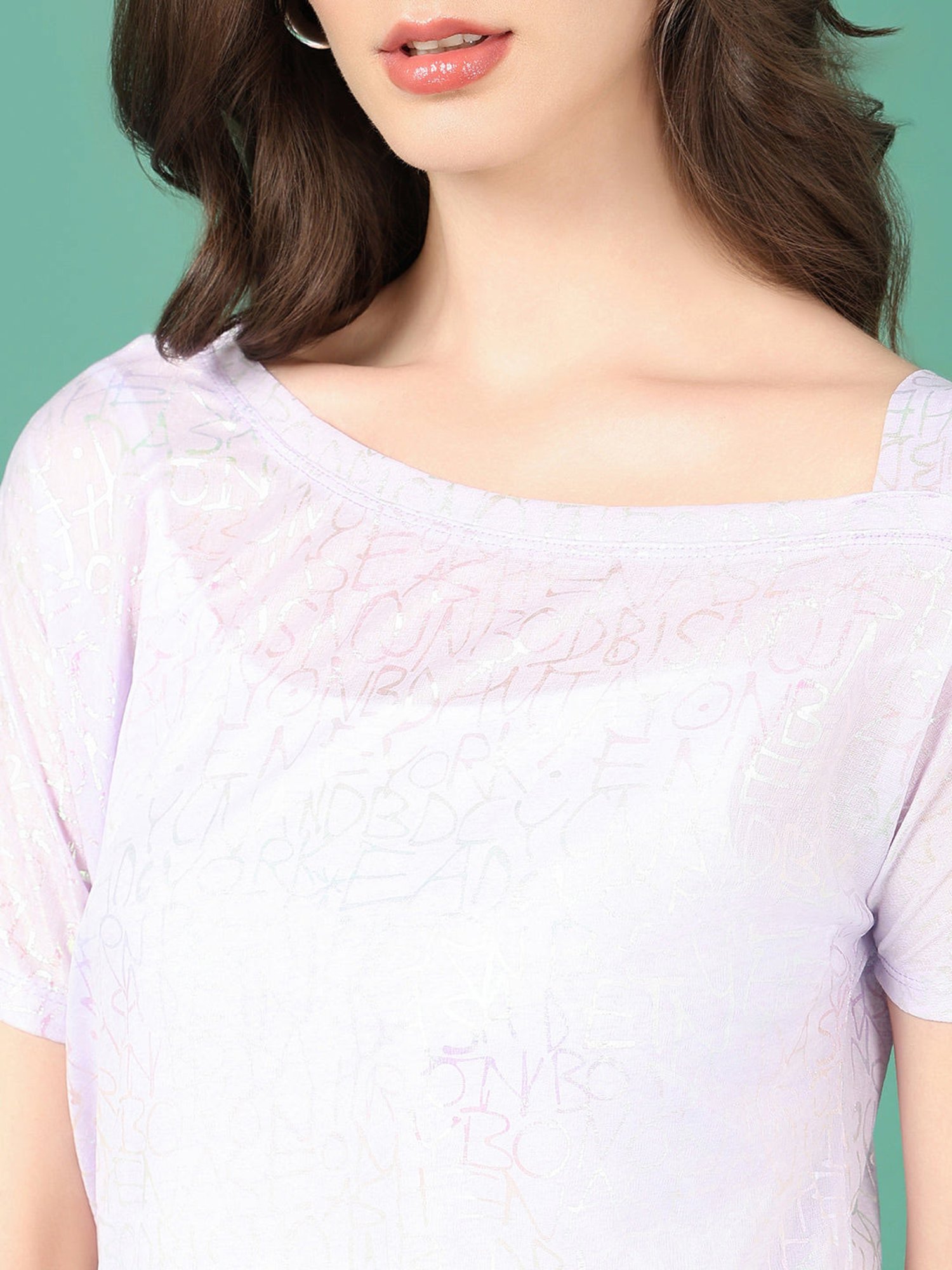 SHOWOFF Lavender Printed Top