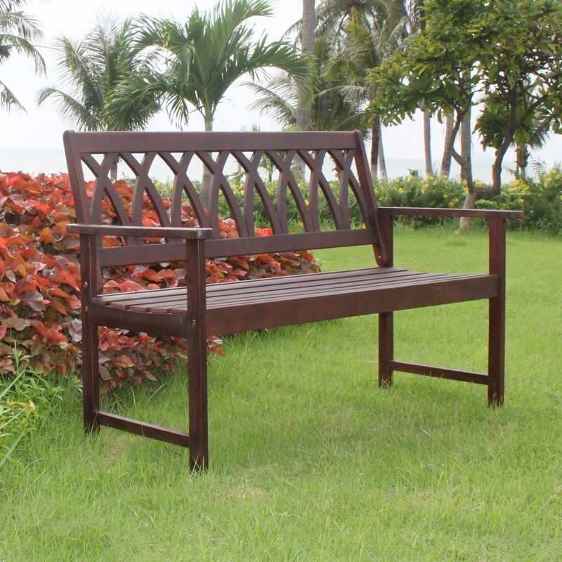 Criss Cross Acacia Wood Garden Bench - Natural Wood - Merry Products