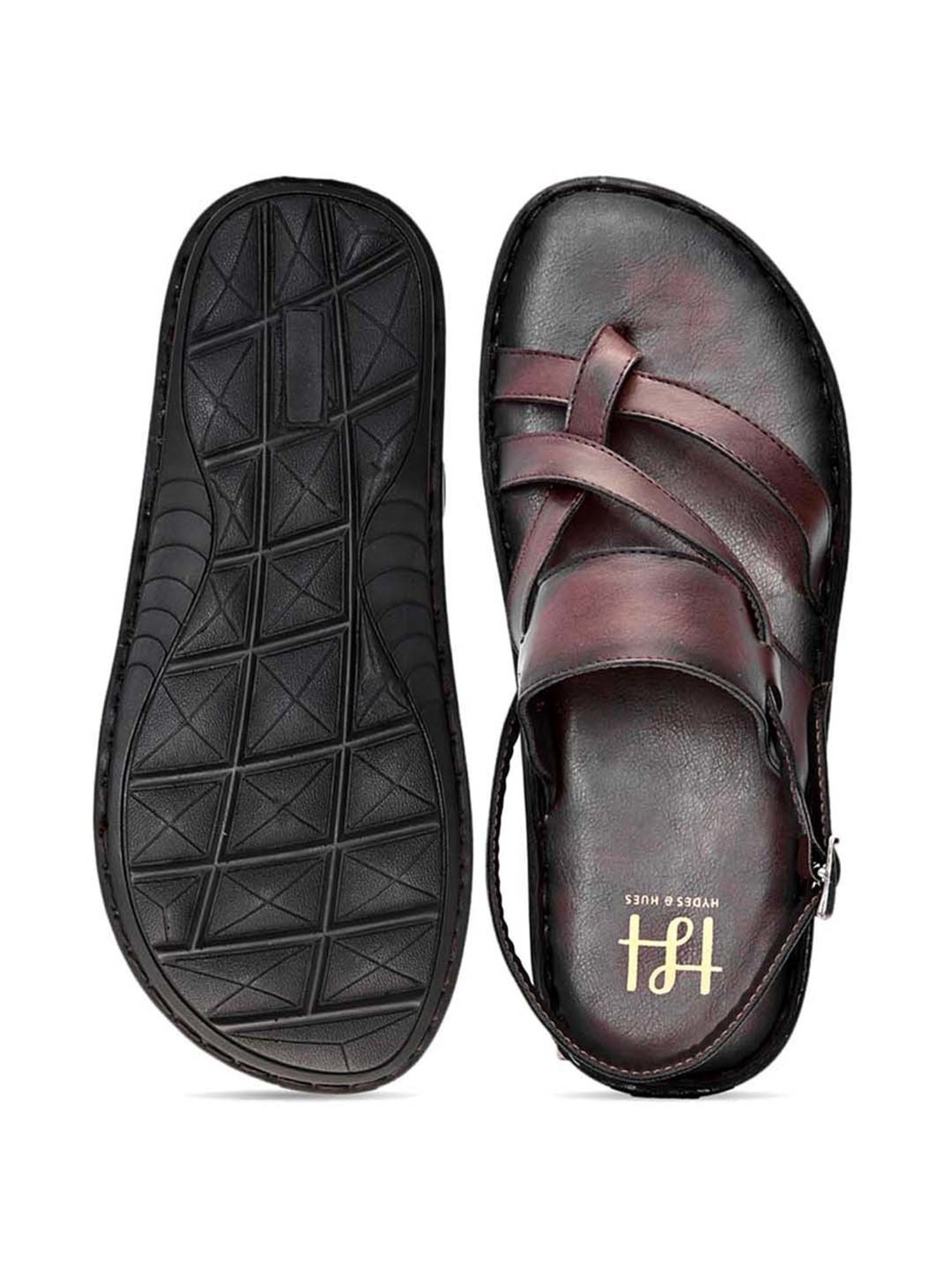 Hydes N Hues Men's Umber Brown Back Strap Sandals