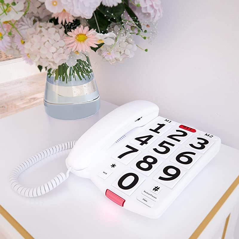 Amplified Single Line Corded Desk Telephone with Large Easy to Read Buttons and Extra Loud Ringer