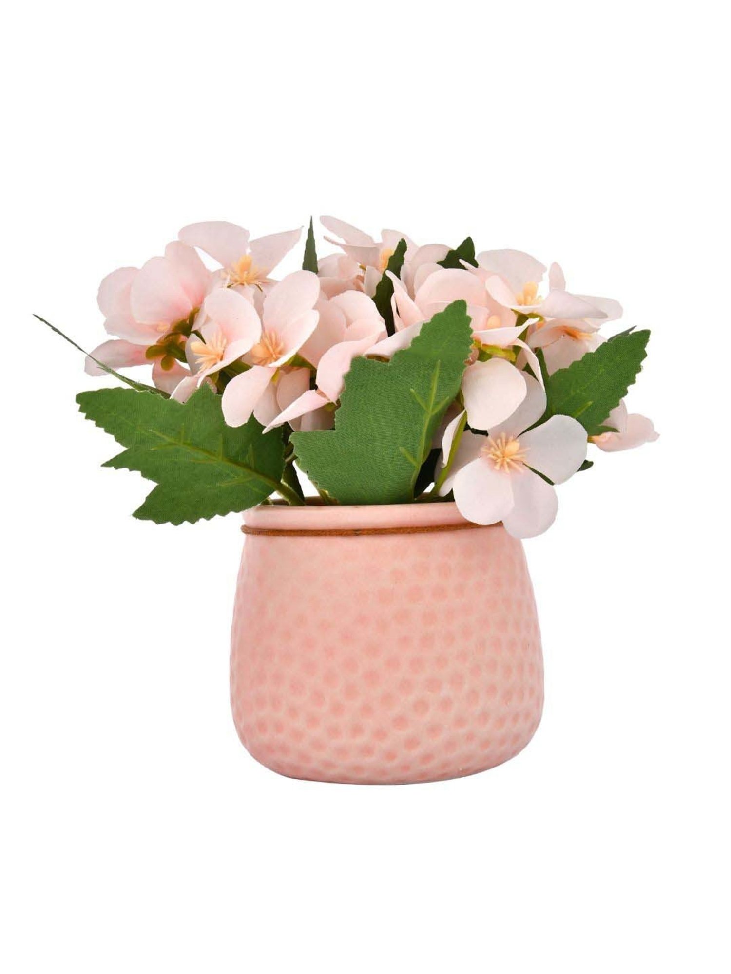 Tayhaa Pink & White Ceramic Artificial Flowers Bunch With Pot
