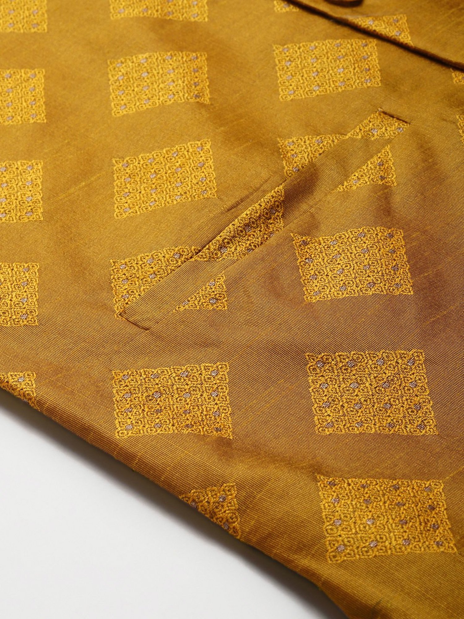 Sojanya Yellow Regular Fit Self Pattern Nehru Jacket