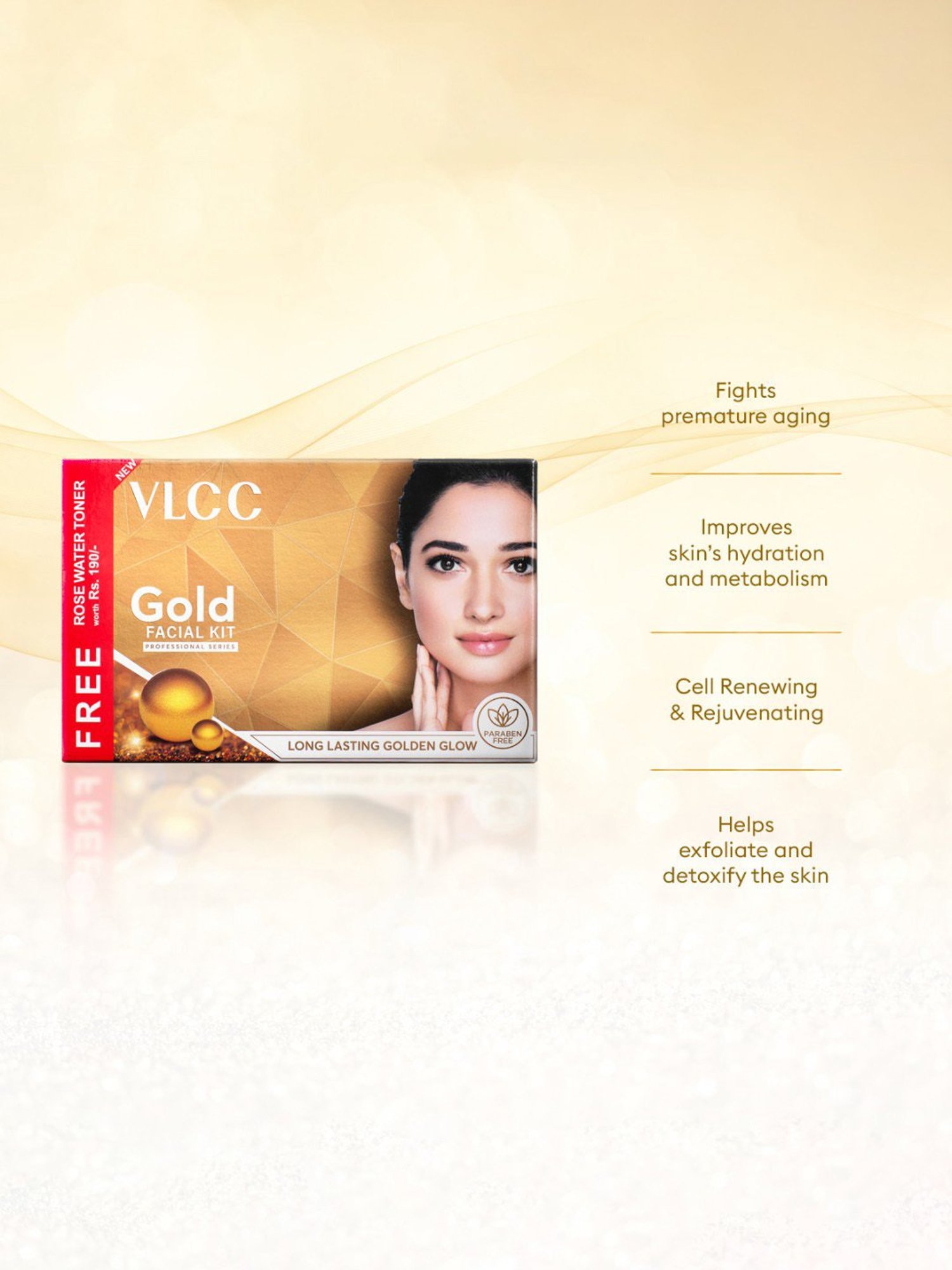 VLCC Gold Facial Kit with Free Rose Water Toner