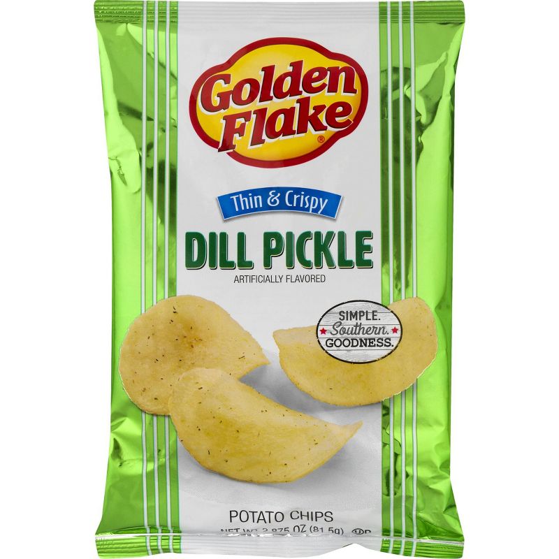 Golden Flake Dill Pickle Flavored Thin & Crispy Potato Chips - 2.875oz