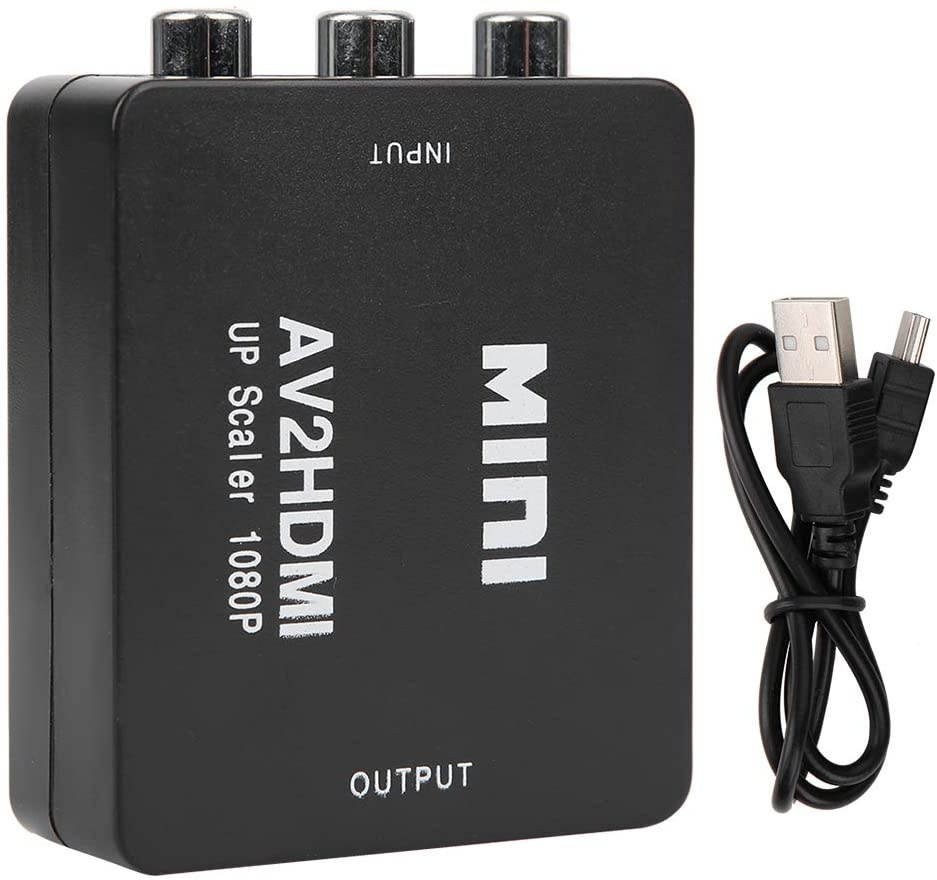 Atyhao AV to HDMI Converter - Mini AV to HDMI 1080P 60HZ Output High Definition Adapter Video Converter with USB Cable(Black)