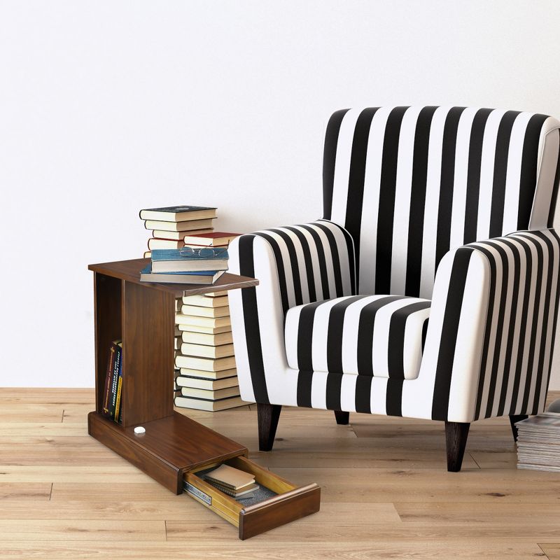 Monroe C Table with Concealed Drawer Mocha Brown - Flora Home