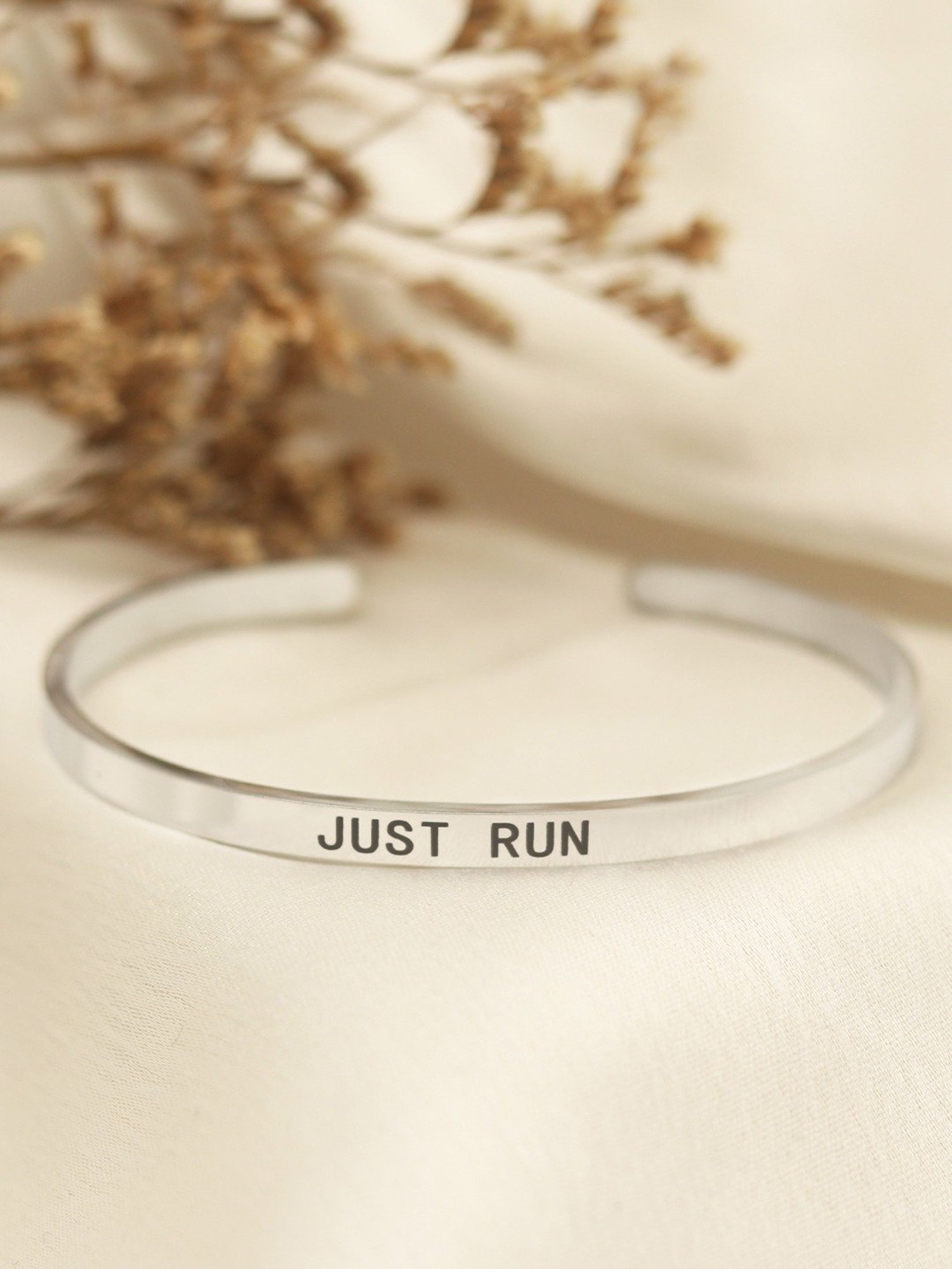 Joker & Witch Silver Just Run Mantra Flexible fit Bracelet