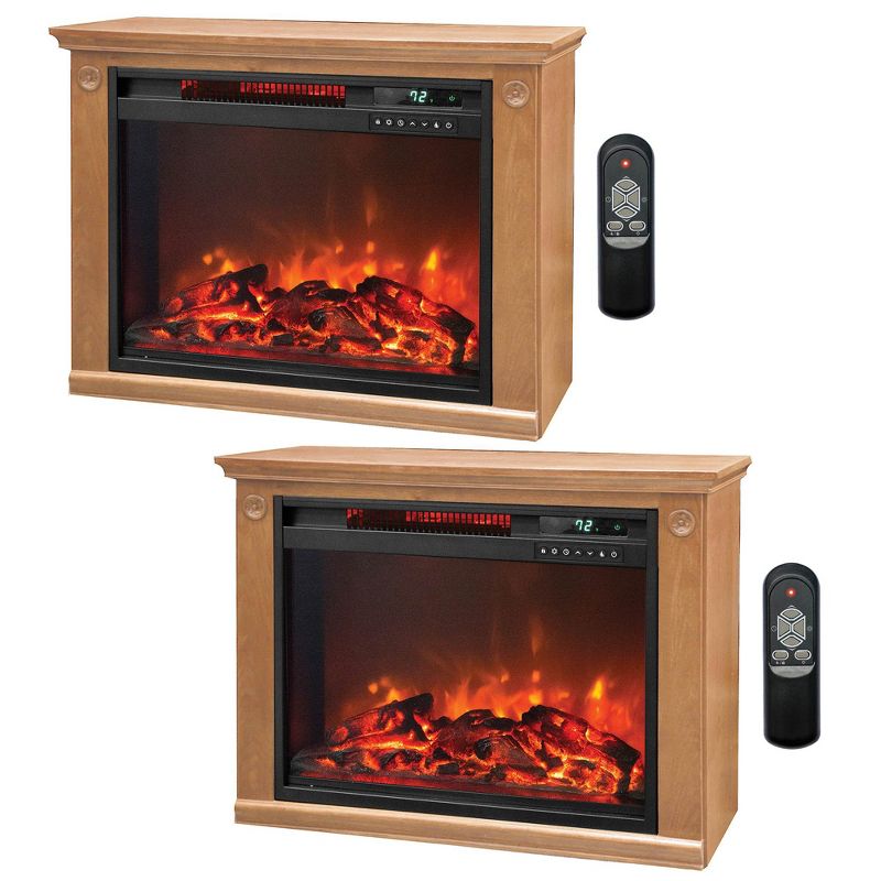Lifesmart 3 Element Quartz Infrared Electric Portable Fireplace Heaters (Pair)
