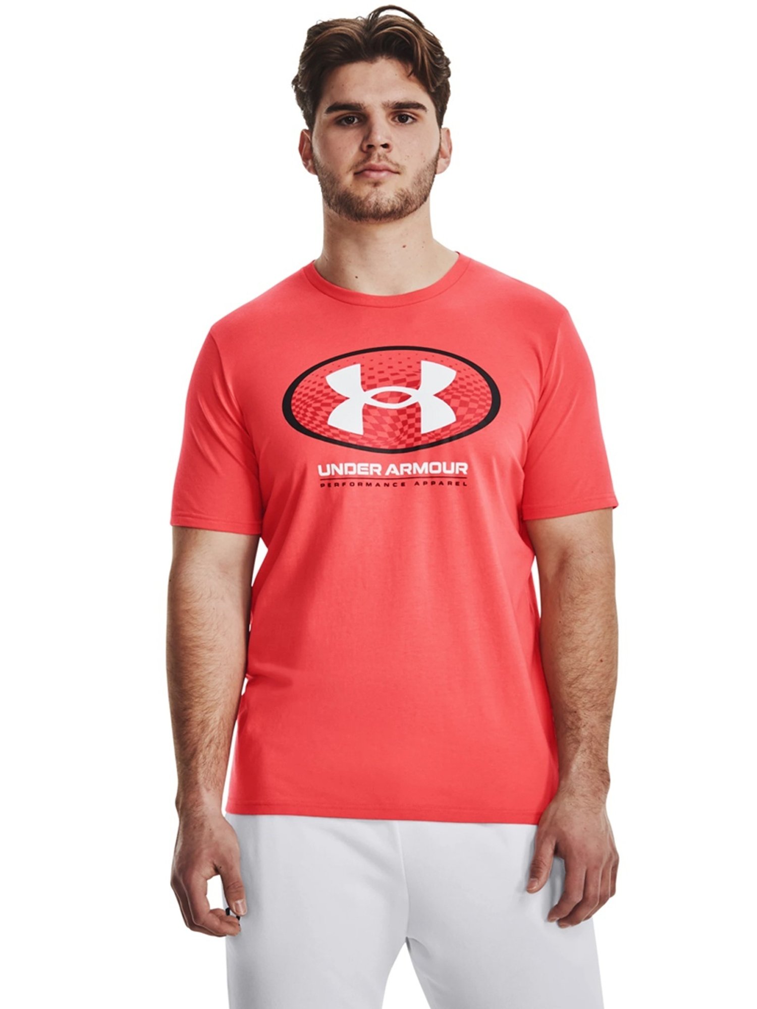 Under Armour Red Cotton Loose Fit Printed Sports T-Shirt