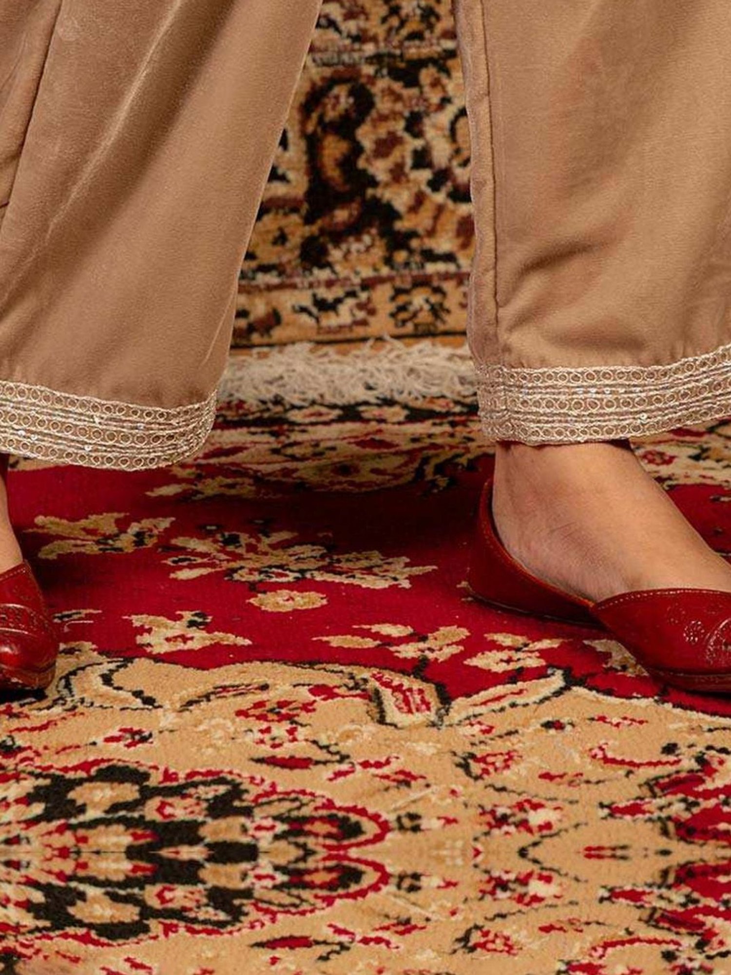 Priya Chaudhary Light Brown Naaz Embroidred Silk Velvet Kurta