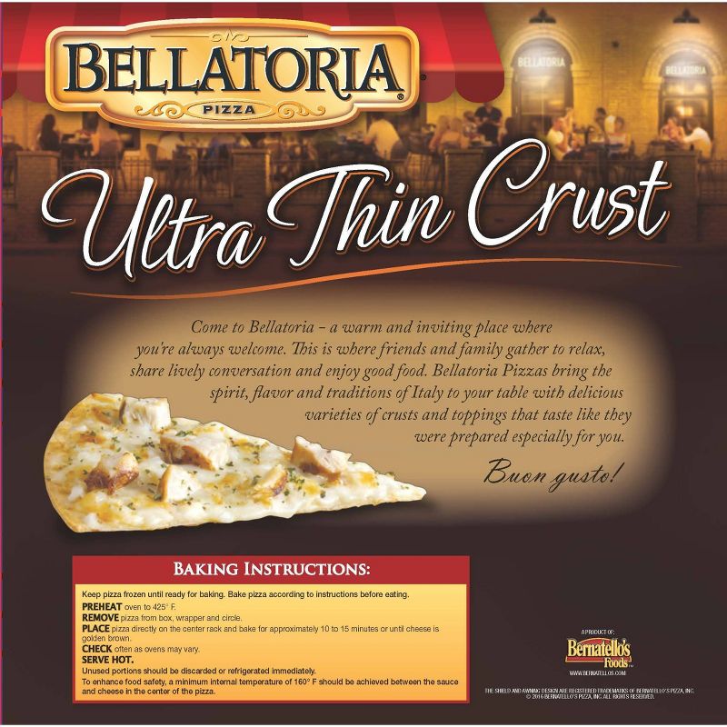 Bellatoria Ultra Thin Crust Garlic Chicken Alfredo Frozen Pizza - 16.03oz