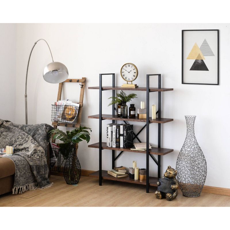 54.9" Graham 4 Shelf Etagere Bookshelf Walnut Brown - Summerland Home