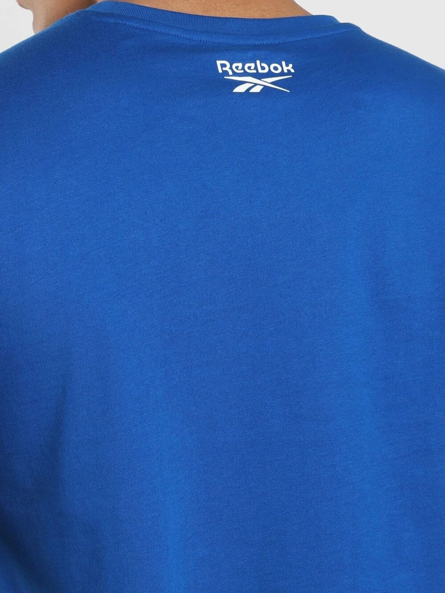 Reebok Blue Slim Fit Logo Printed T-Shirt