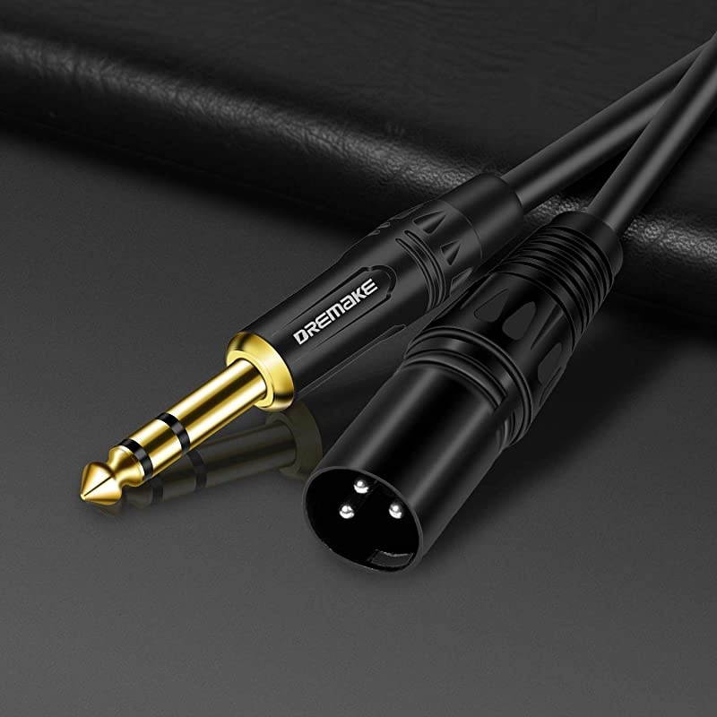 20 FT 6.35 mm 1/4 Inch TRS Male to XLR Male Audio Stereo Mic Cable - Gold Plated 1/4 Inch Male to XLR Male Balanced Cable for Microphones, Speakers, Stage, DJ and More - Black