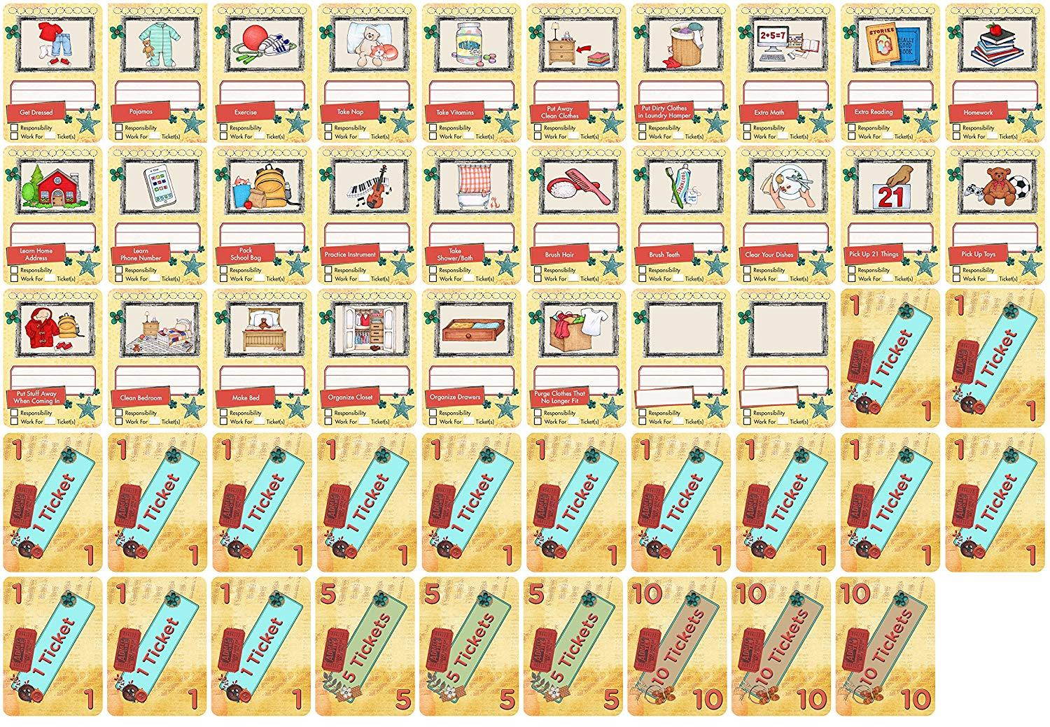 NEATLINGS Chore System - Chore Chart for Kids | 80+ Chores for Toddlers to Teens | Customize for 1 Child | Size 18&rdquo;x12.5&rdquo; | Teal Household Chore Cards/Yellow Self-Care Chore Cards